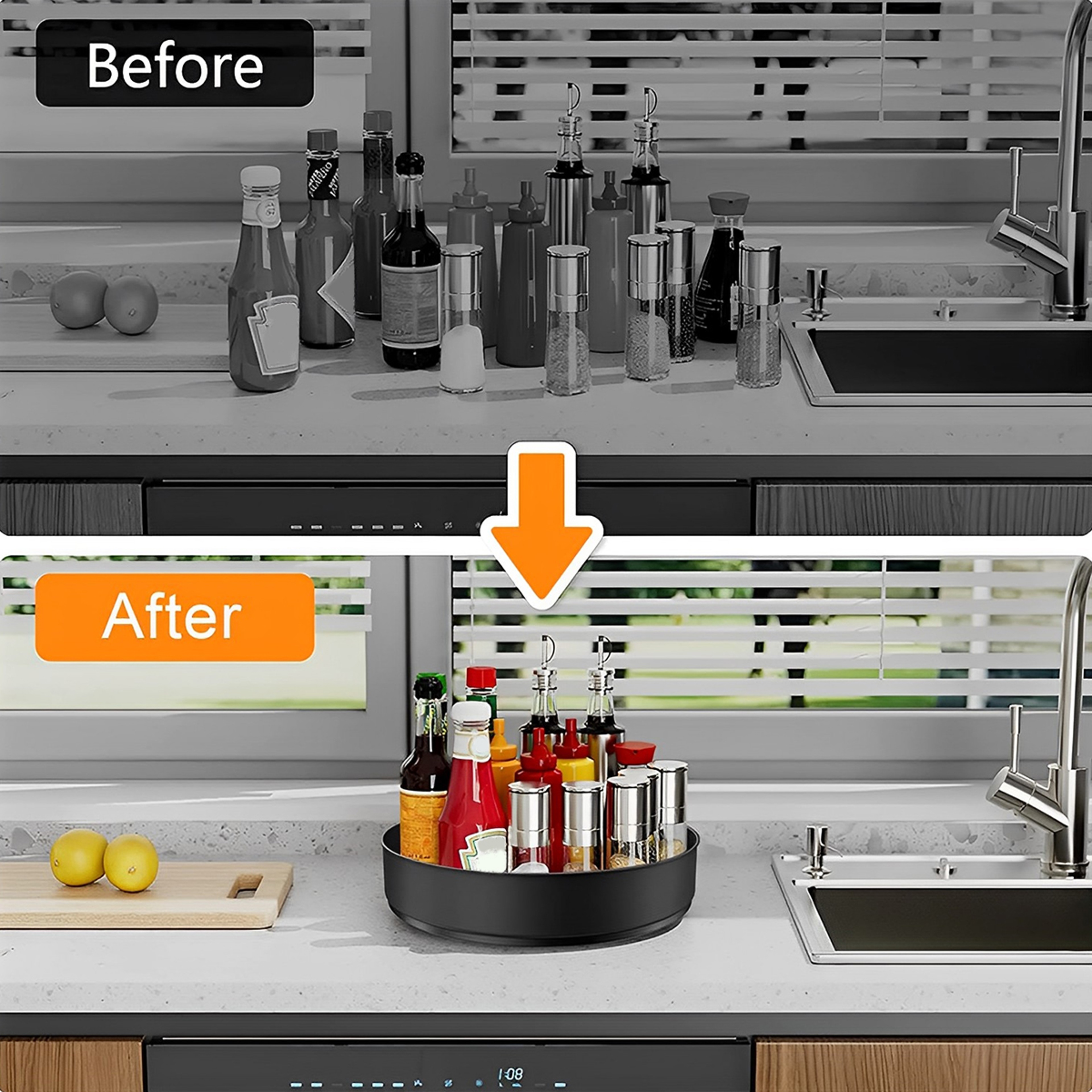 Stainless Steel Rotating Turntable Organizer for Spices and Countertop Storage – view 2