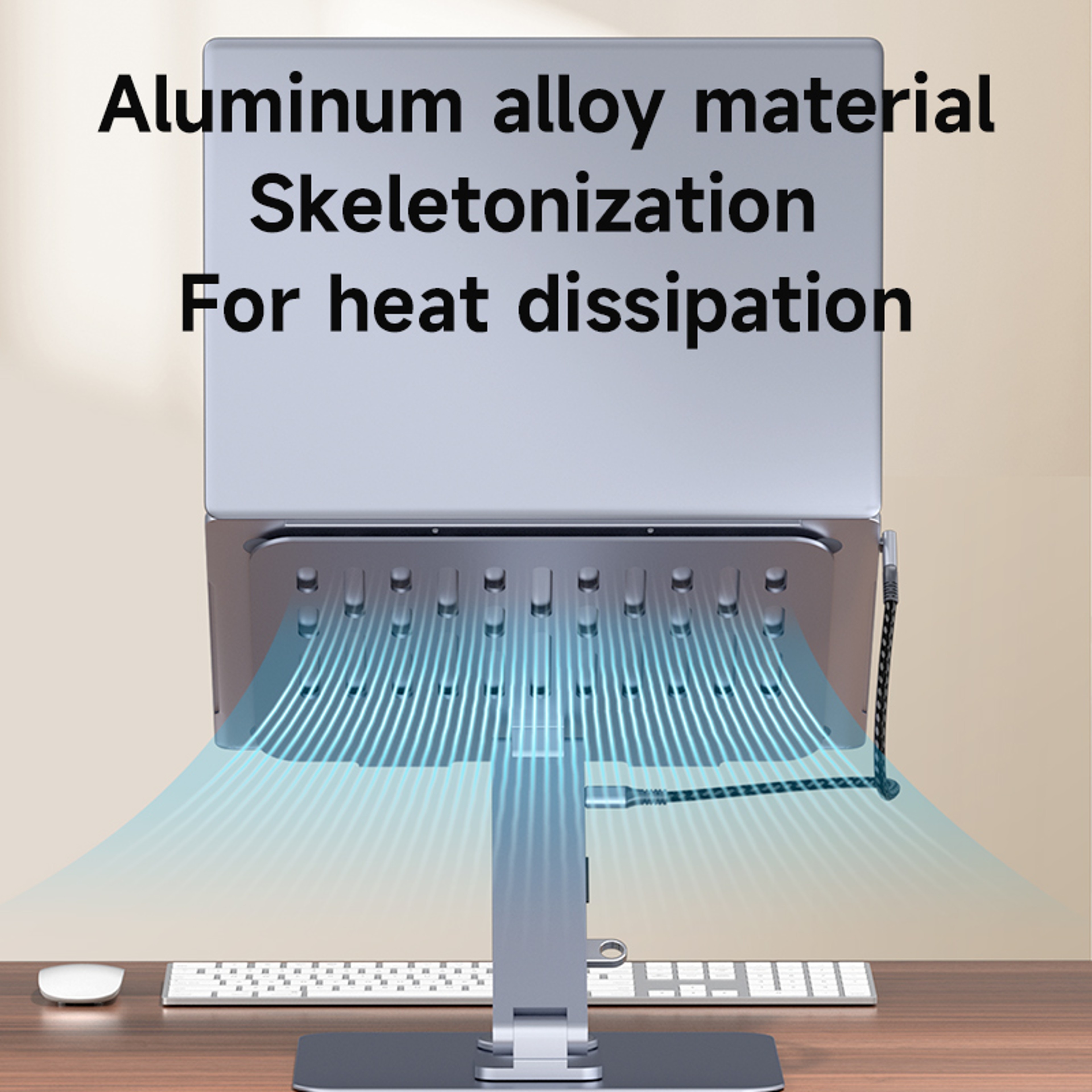 Adjustable Aluminum Laptop Stand With USB C Dock Degree Rotating Ergonomic Riser 4