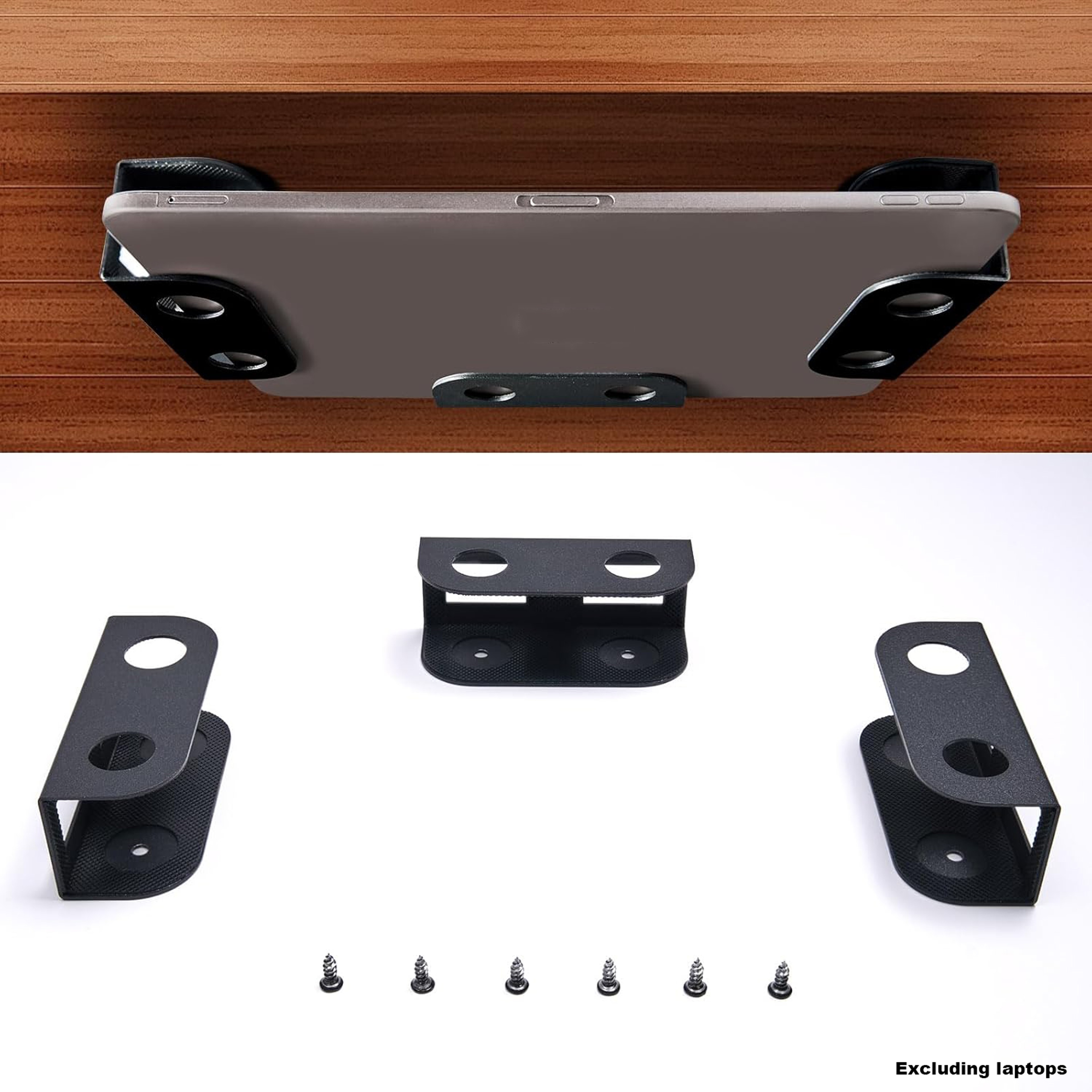 Under Desk Laptop Mount Carbon Steel Shelf Holder With Anti Scratch Silicone 6