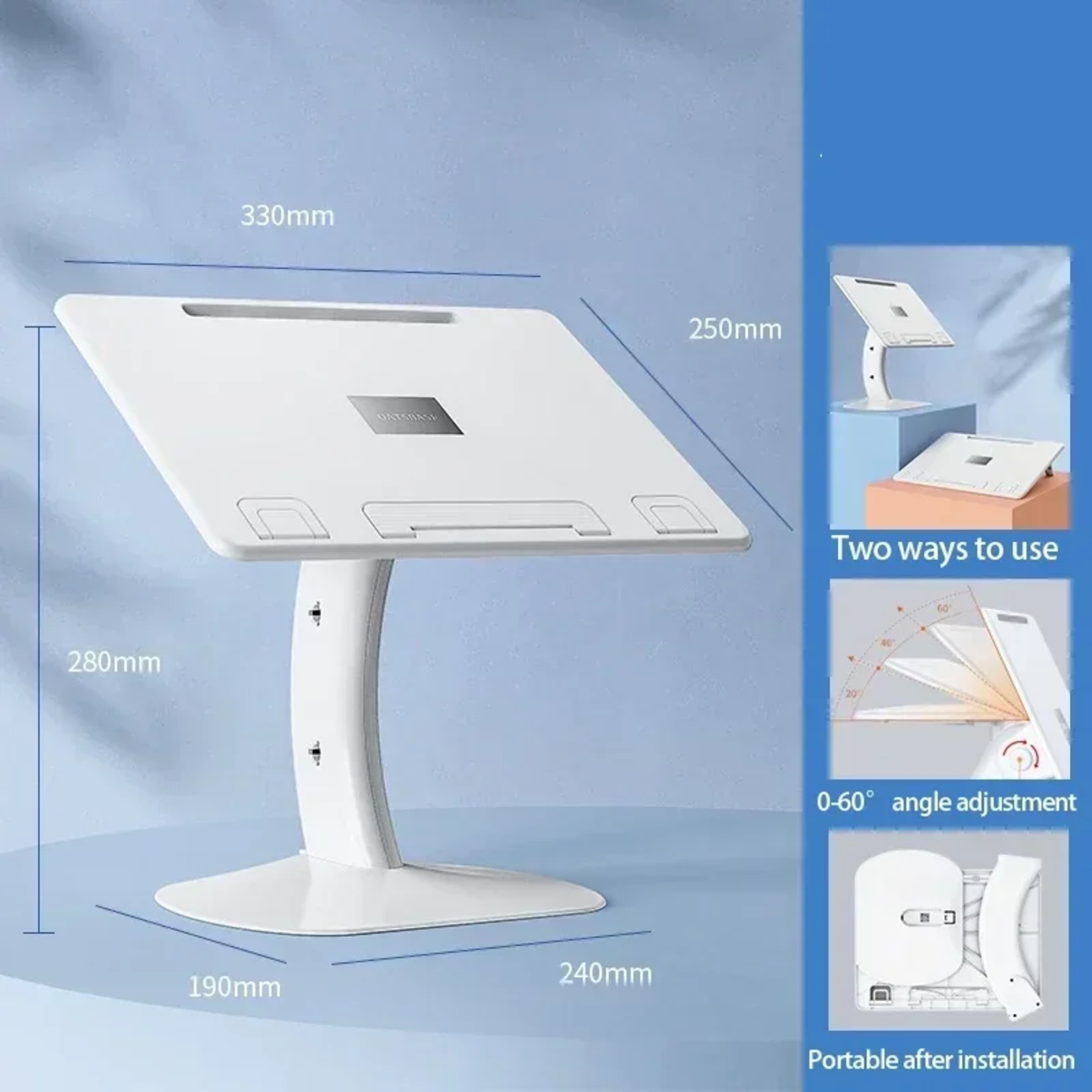 Portable Laptop And Book Stand With Cooling Holder And Page Clips 5