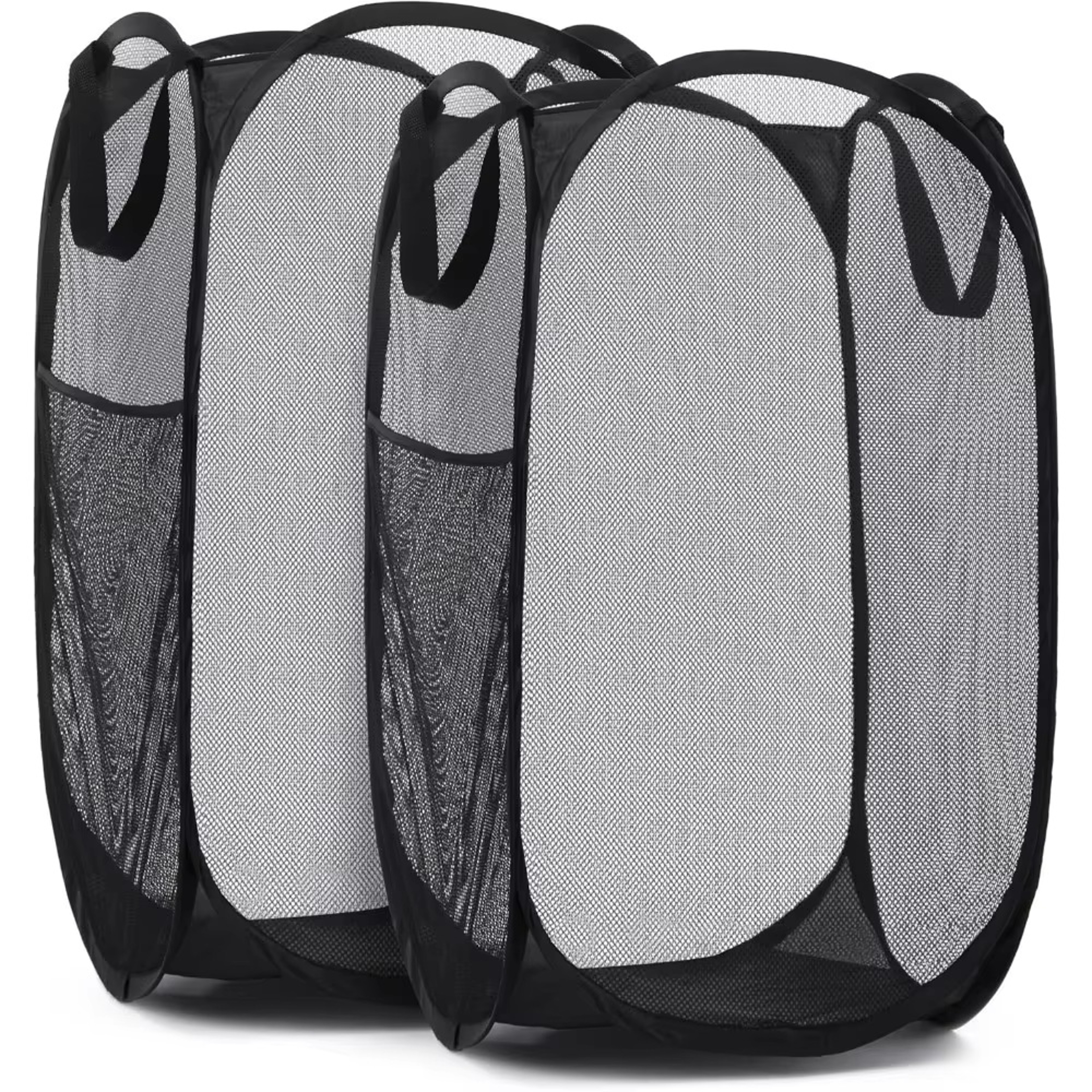 Collapsible Mesh Pop Up Laundry Hamper Large Storage Basket with Side Pocket – view 8