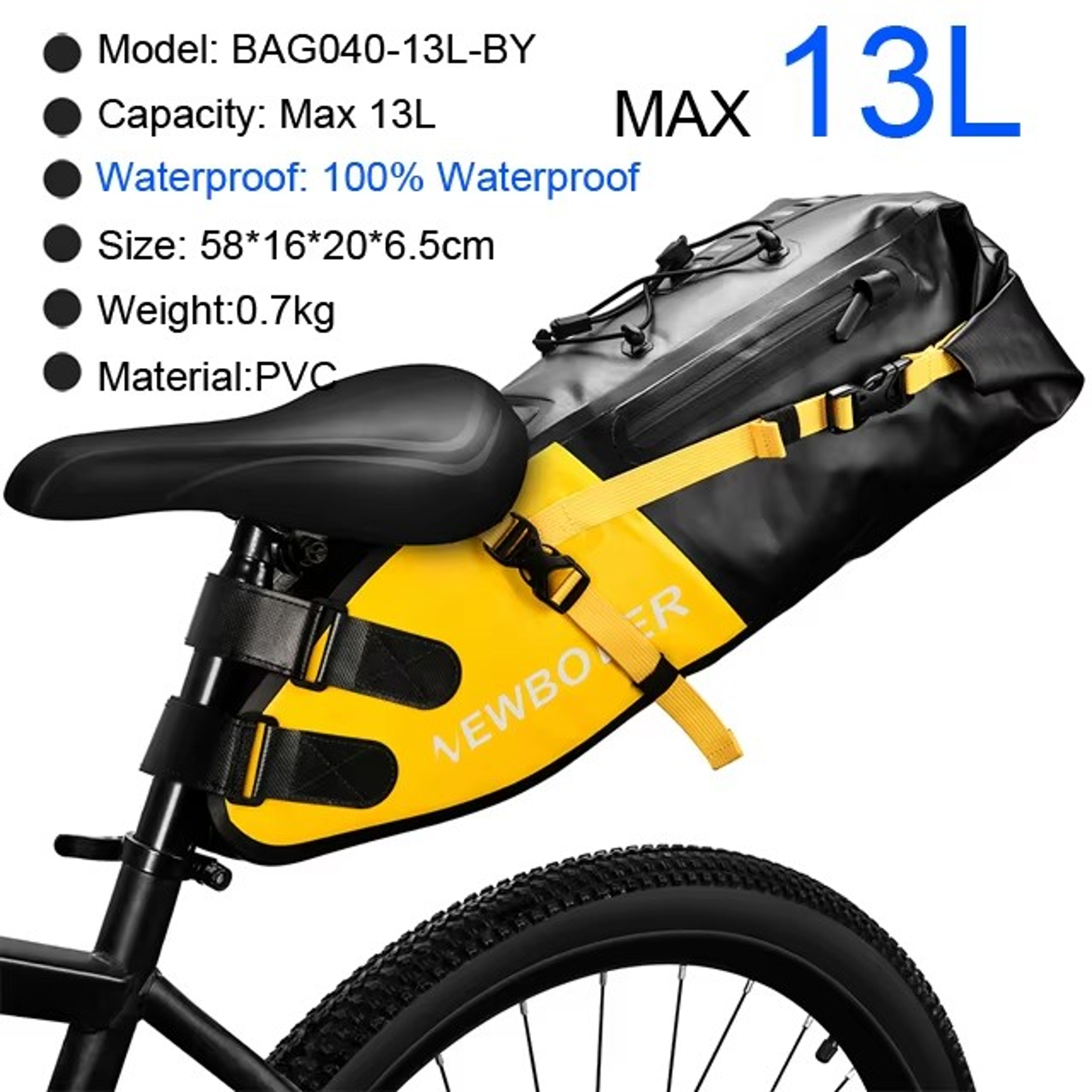 Waterproof Bike Saddle Bag Foldable Rear Trunk For Bikepacking And Cycling 6