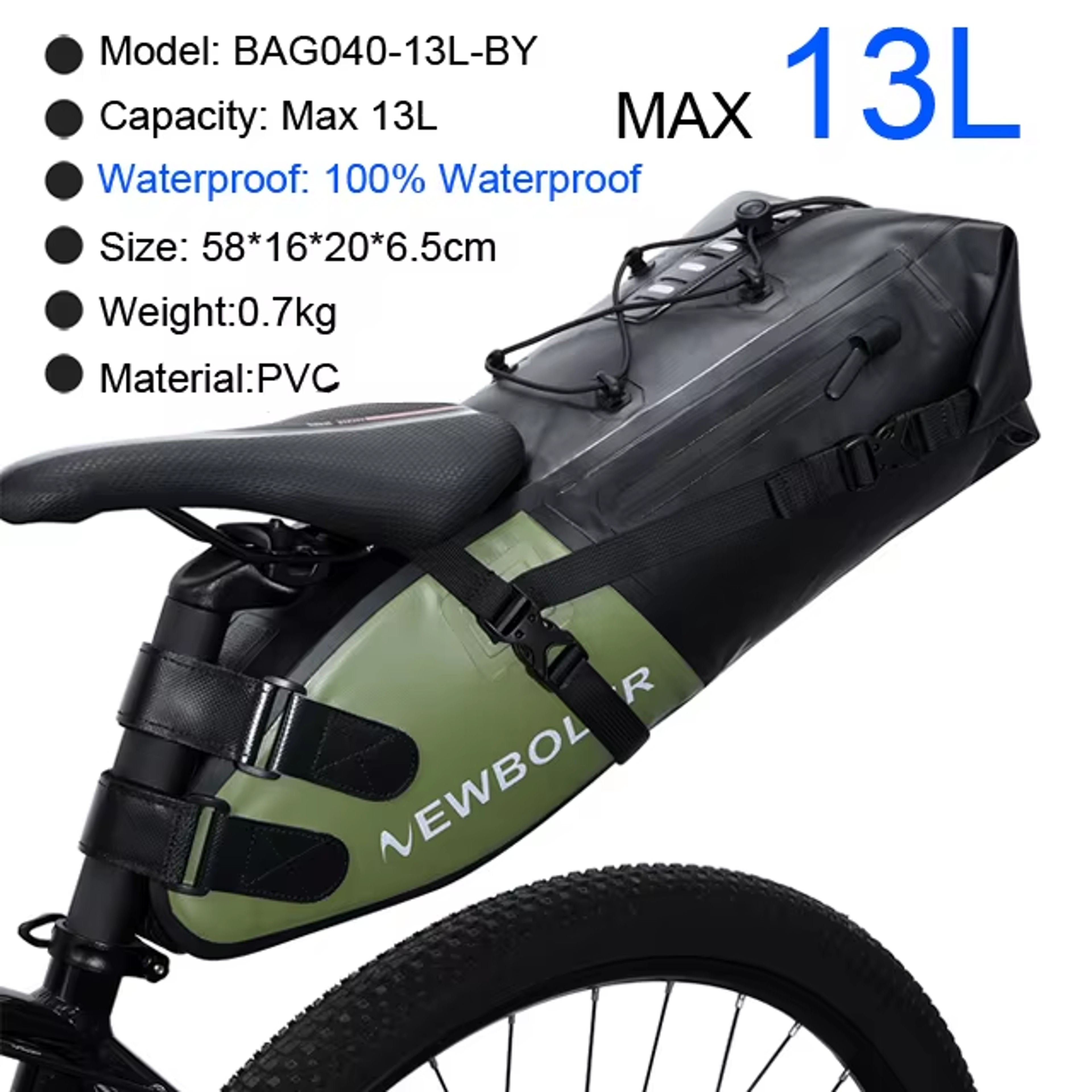 Waterproof Bike Saddle Bag Foldable Rear Trunk For Bikepacking And Cycling 5