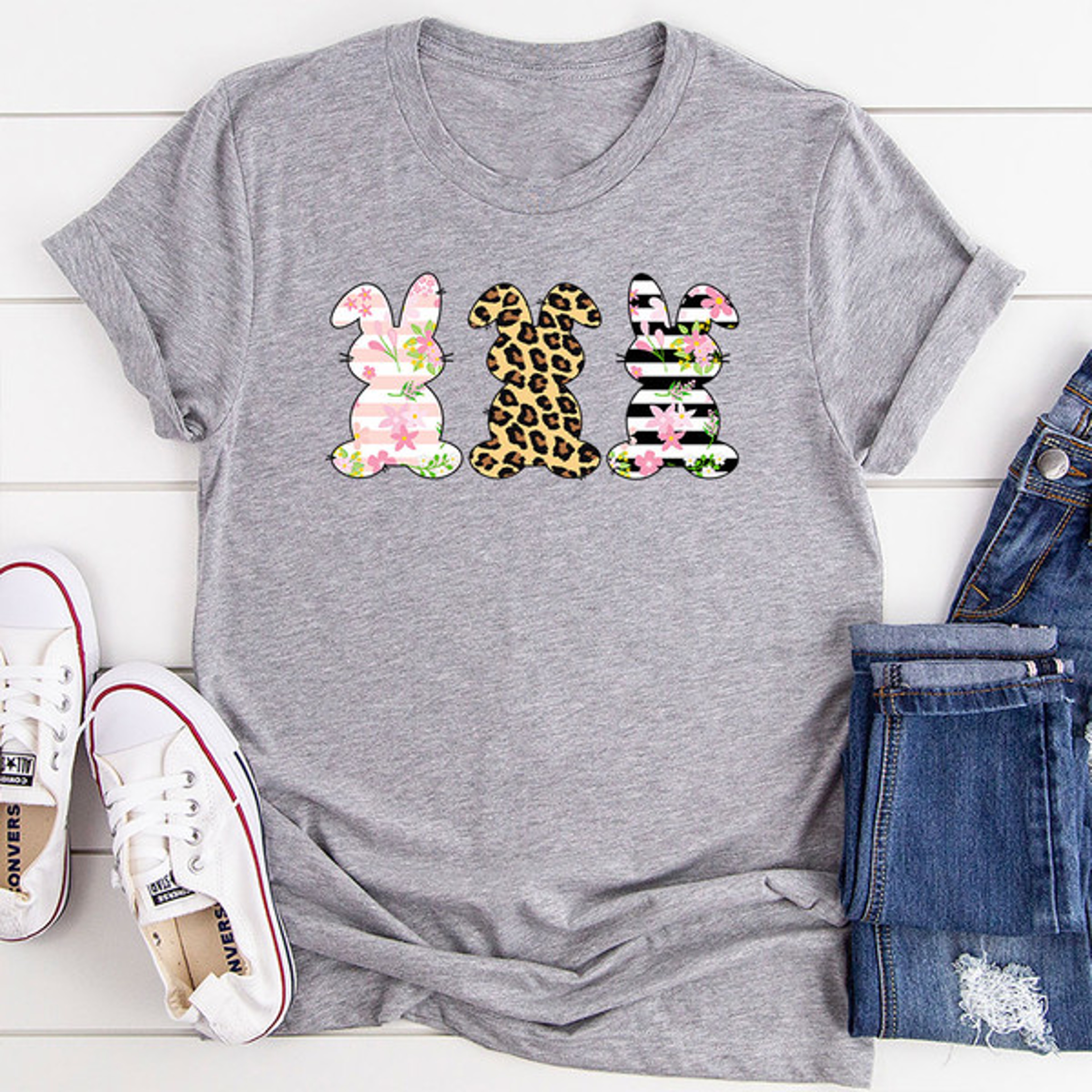 Floral Easter Bunnies T-Shirt.jpg