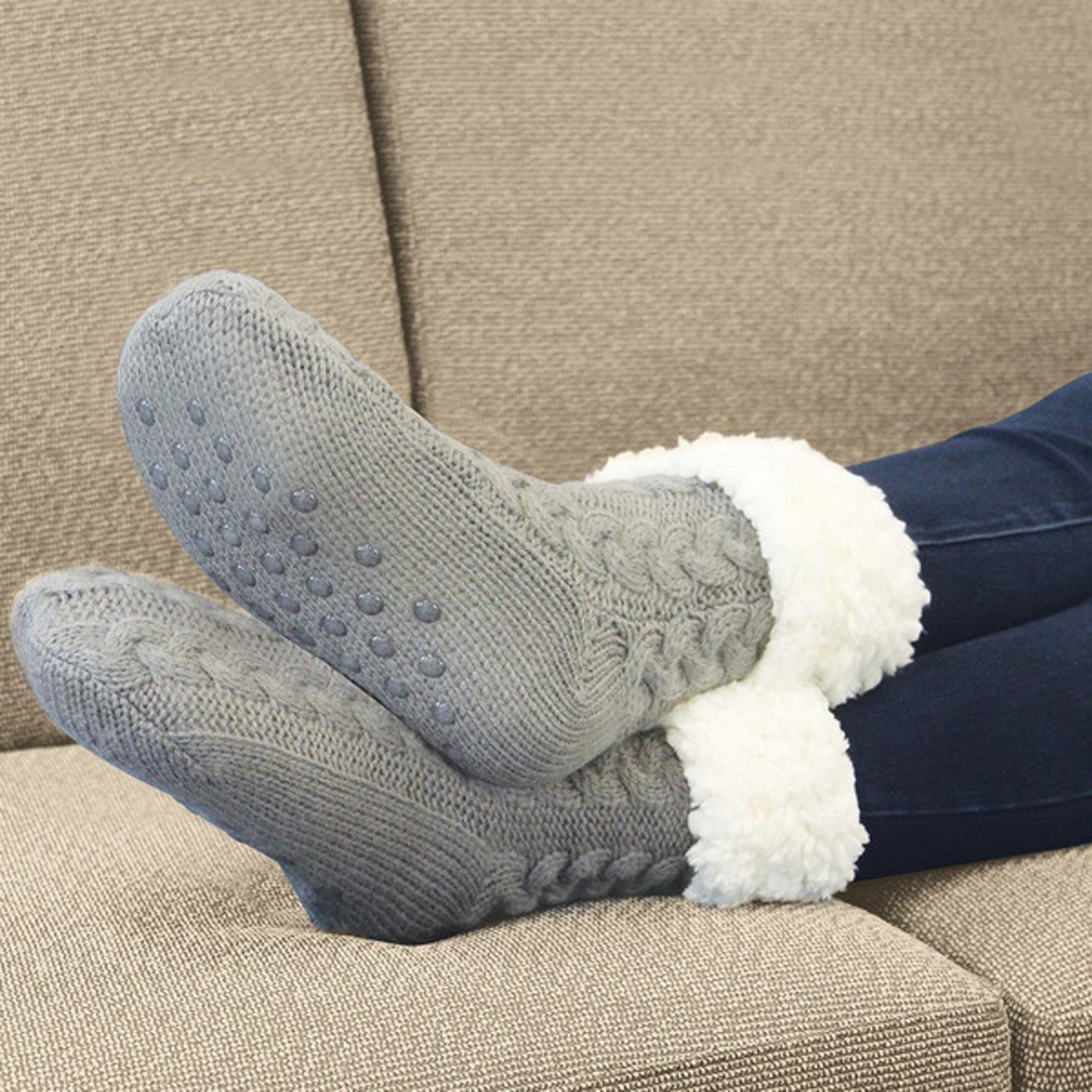 Ideal winter gifts sherpa lined slipper socks for family