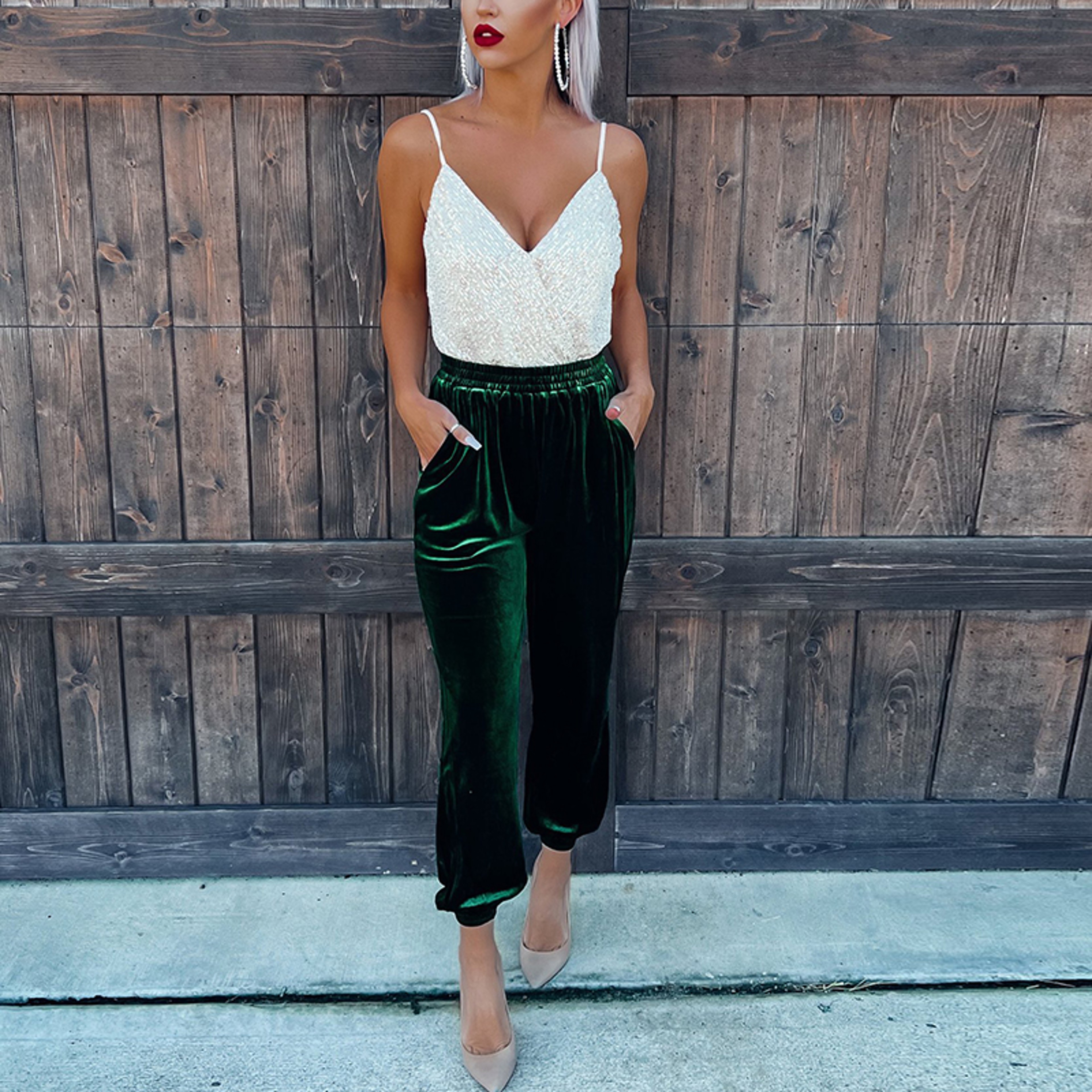 Shop Womens Red Velvet Pants