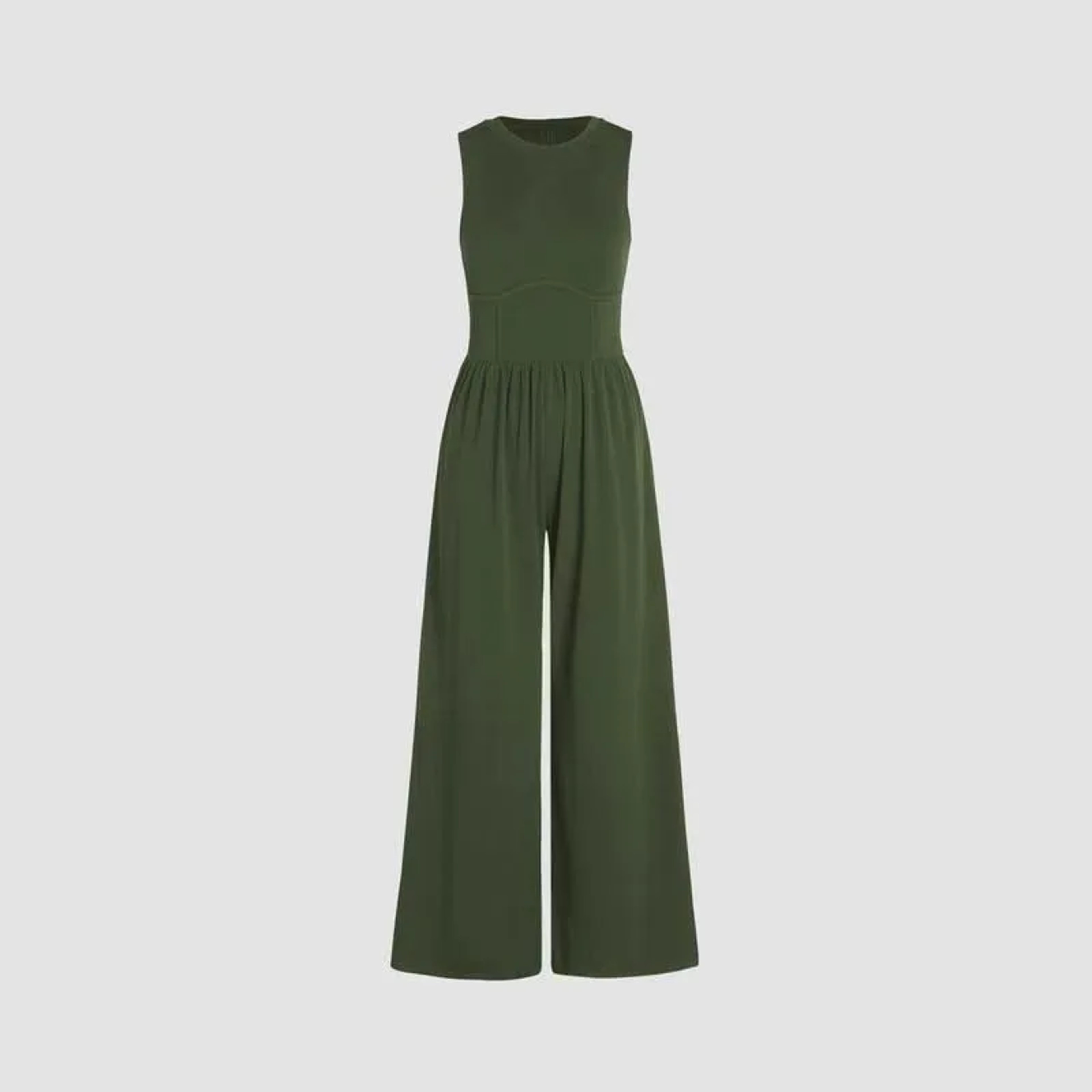 Womens High Waist Patent Leather Wide Leg Jumpsuit 3