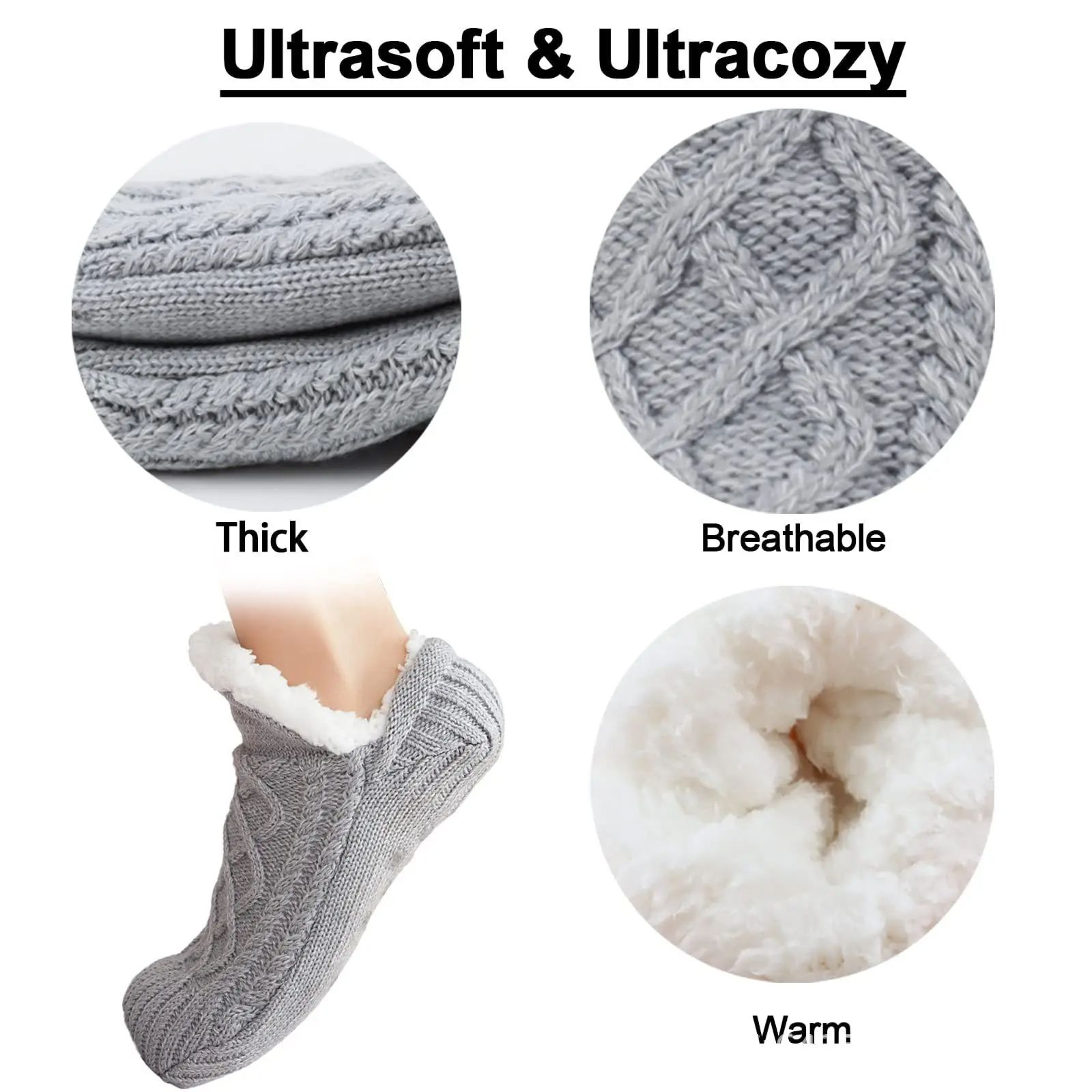 Thermal Mens Slipper Socks Winter Warm Short Cotton Fuzzy Soft NonSlip Grip Floor Sock For Cozy Hom 3
