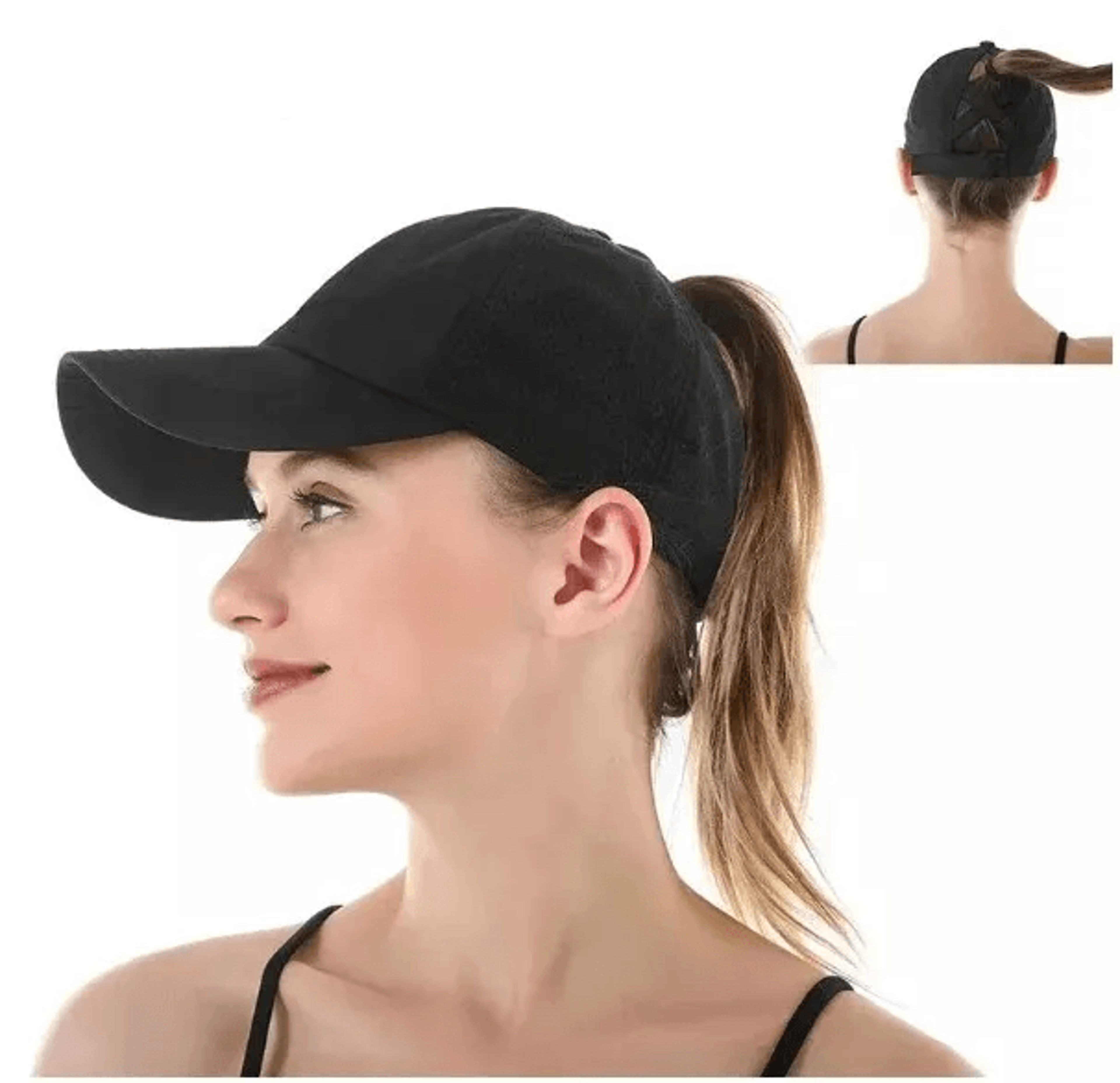 Adjustable Solid Color Ponytail Baseball Cap Cotton Polo Style Casual Hats 0