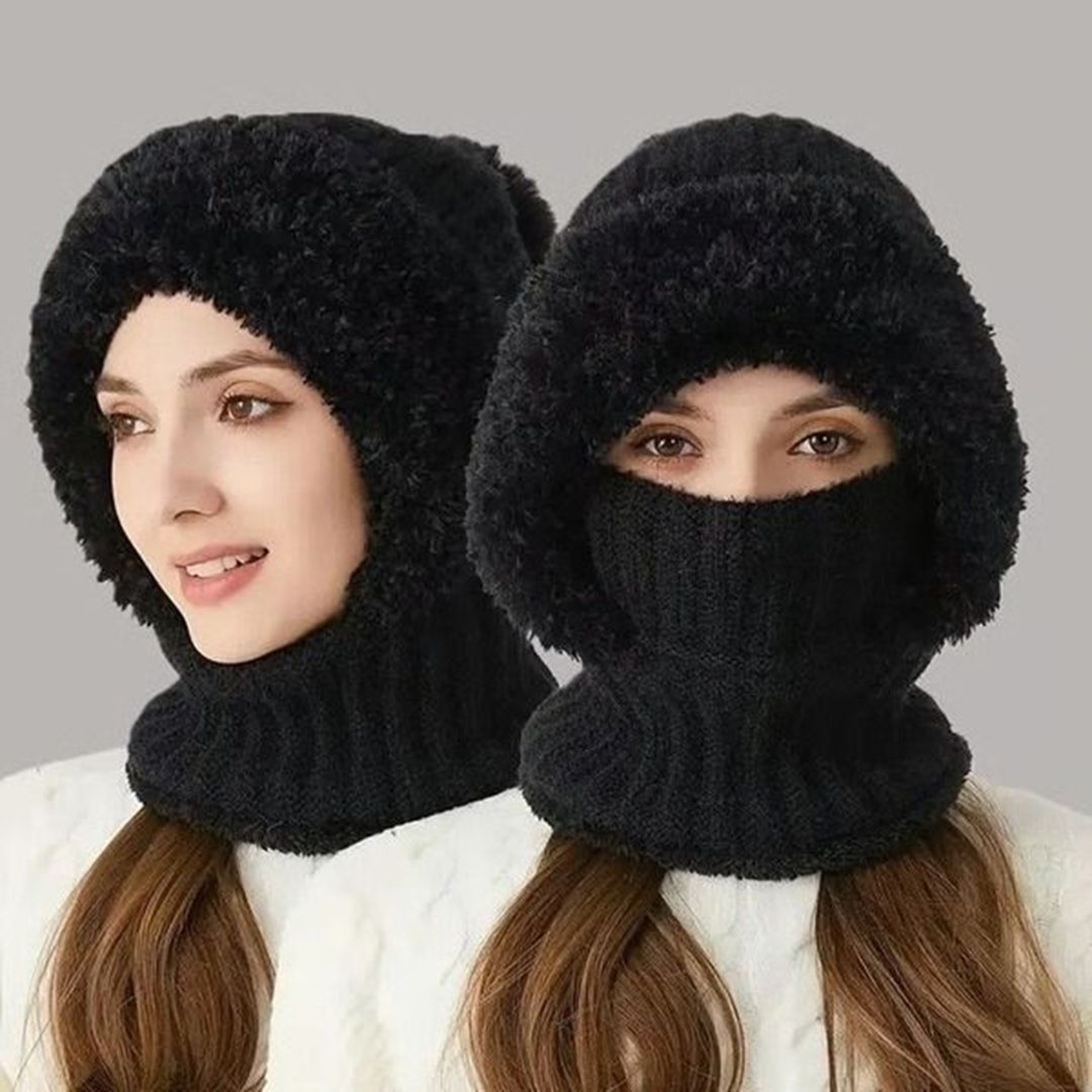 AllinOne Winter Head Cover With BuiltIn Neck Warmer FleeceLined Hat For Cold Wind Protection 0