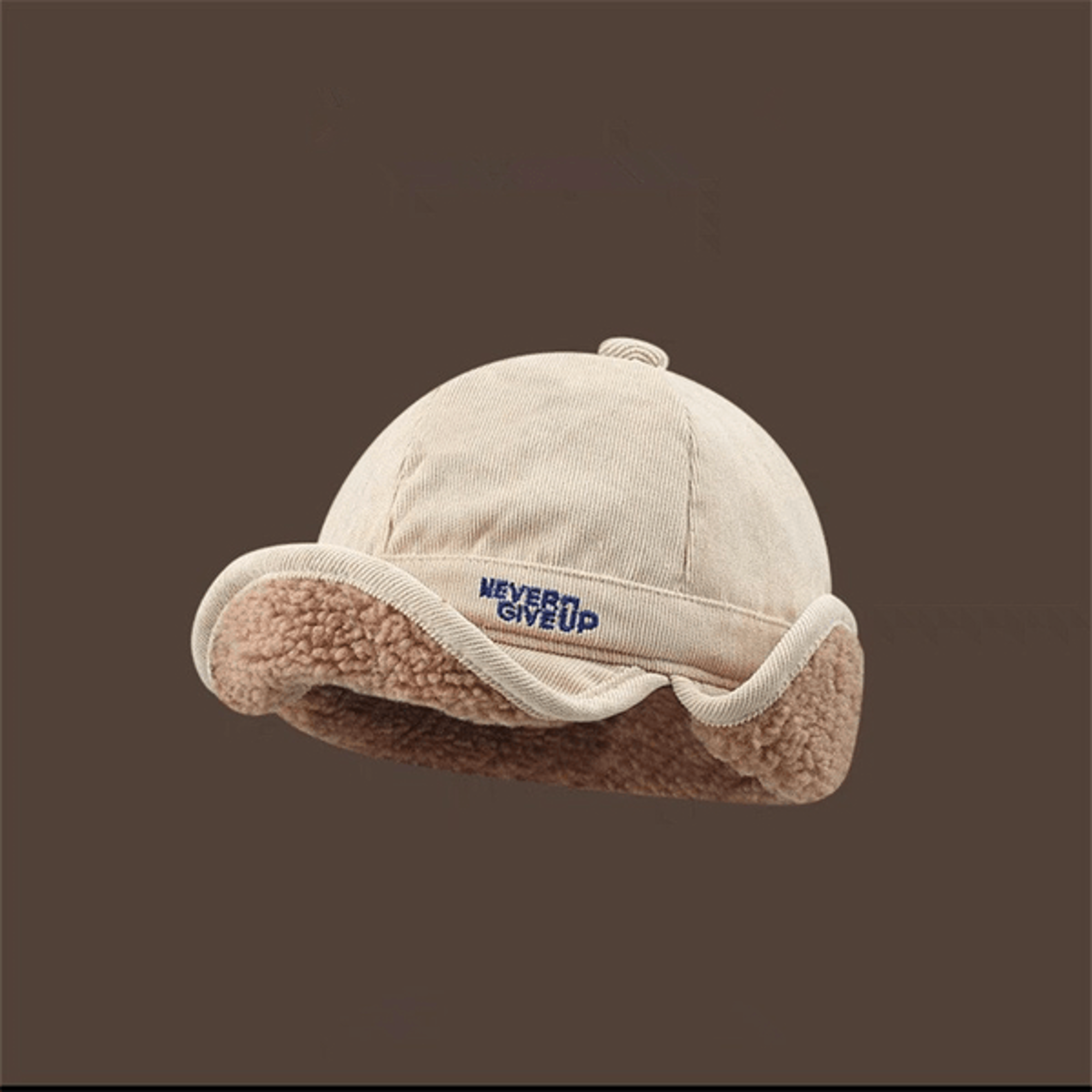 man wearing wool hat with ear flaps in winter