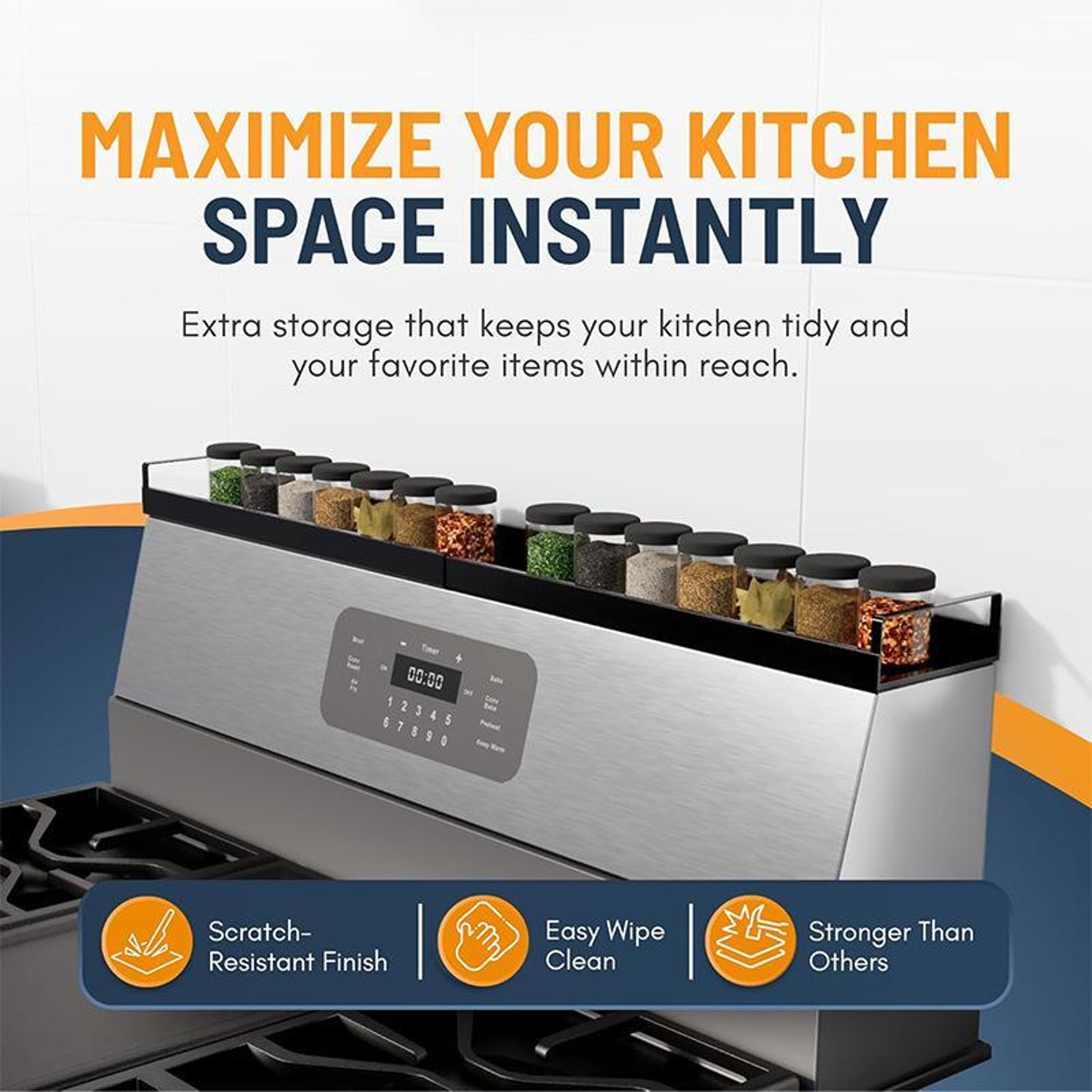 Adjustable Magnetic Stove Shelf And Kitchen Seasoning Rack 6