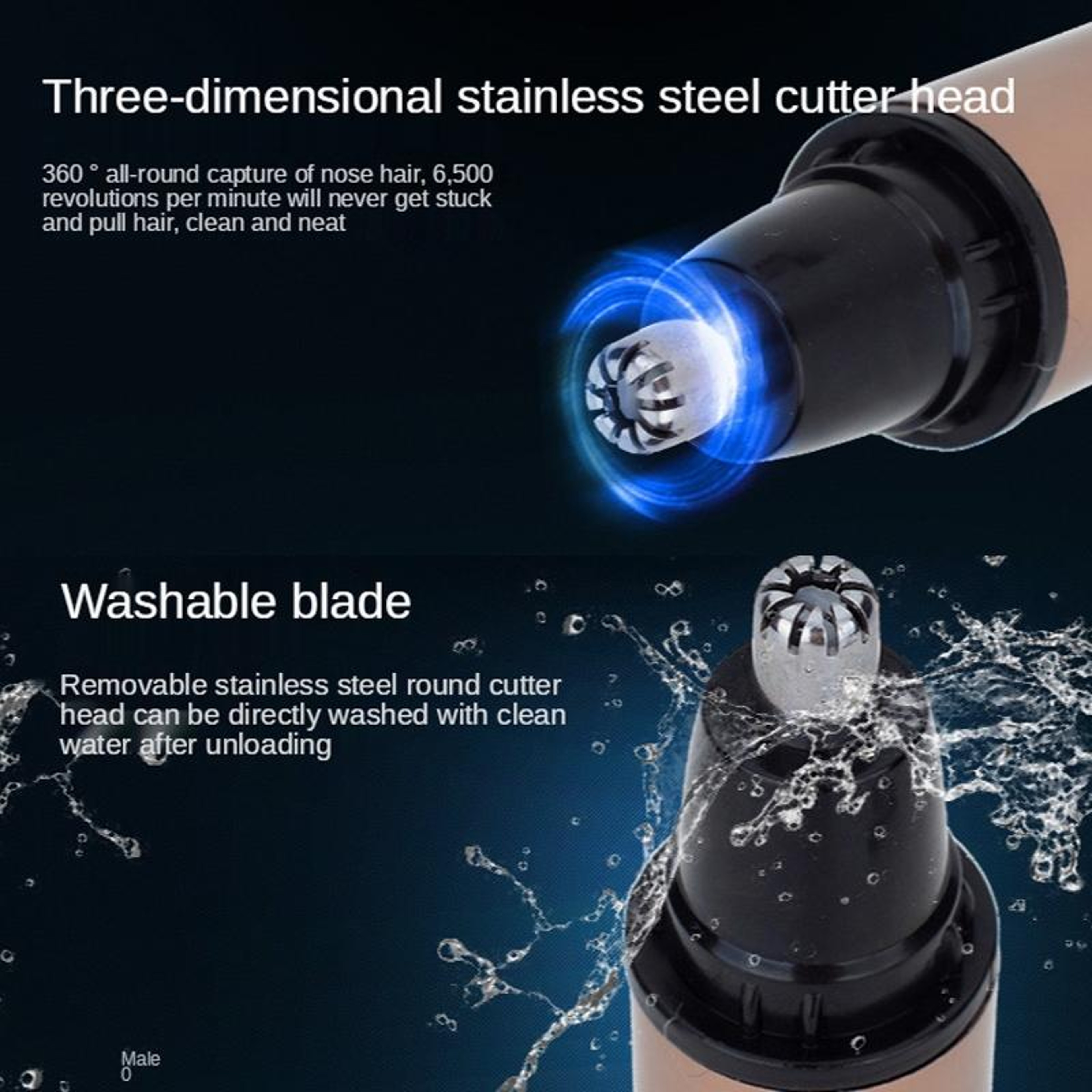 Electric Nose Hair Trimmer USB Rechargeable Eyebrow  Nose Hair Shaver 3
