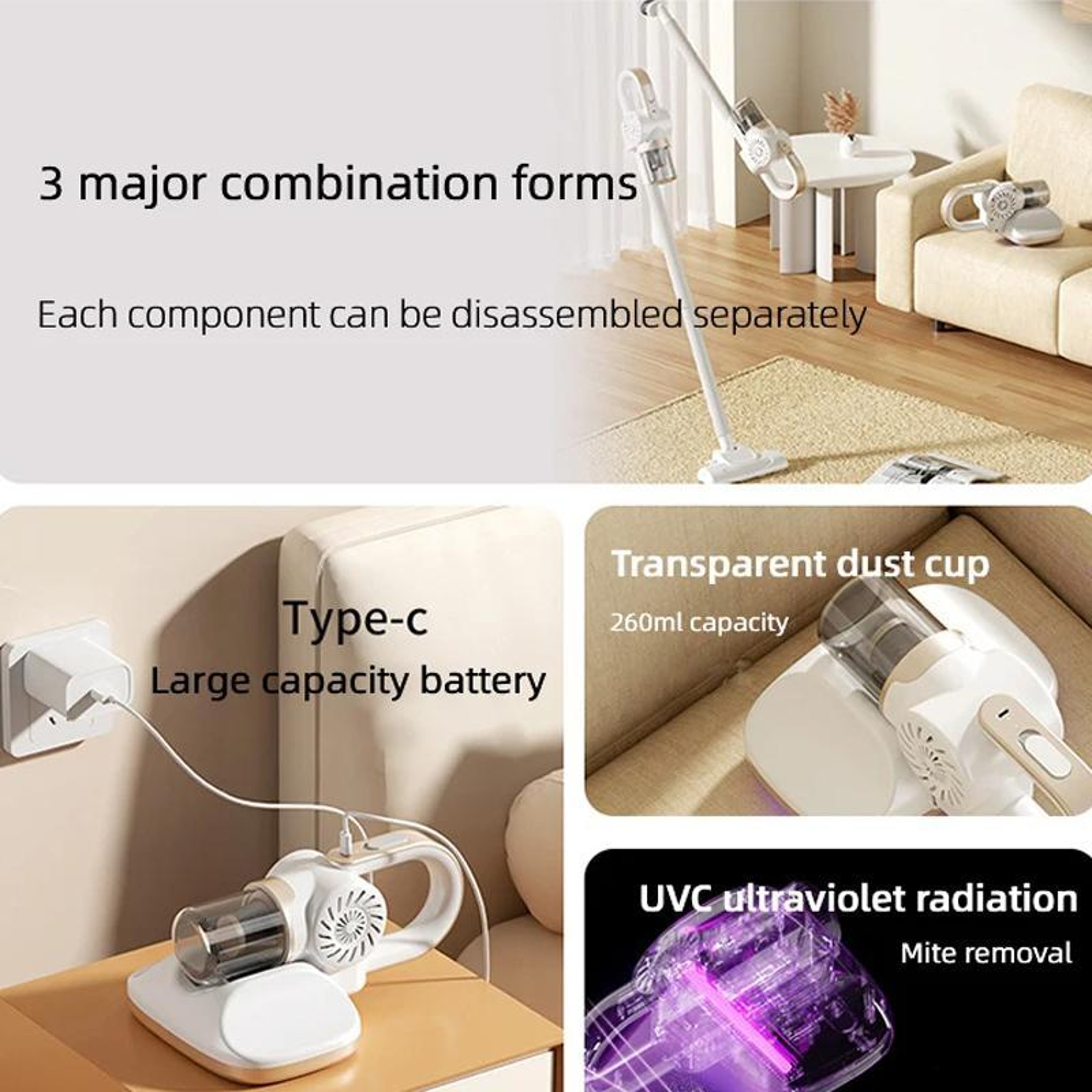 Smart Handheld Vacuum Cleaner with UV Sterilizer Cordless Dust Mite Remover – view 13