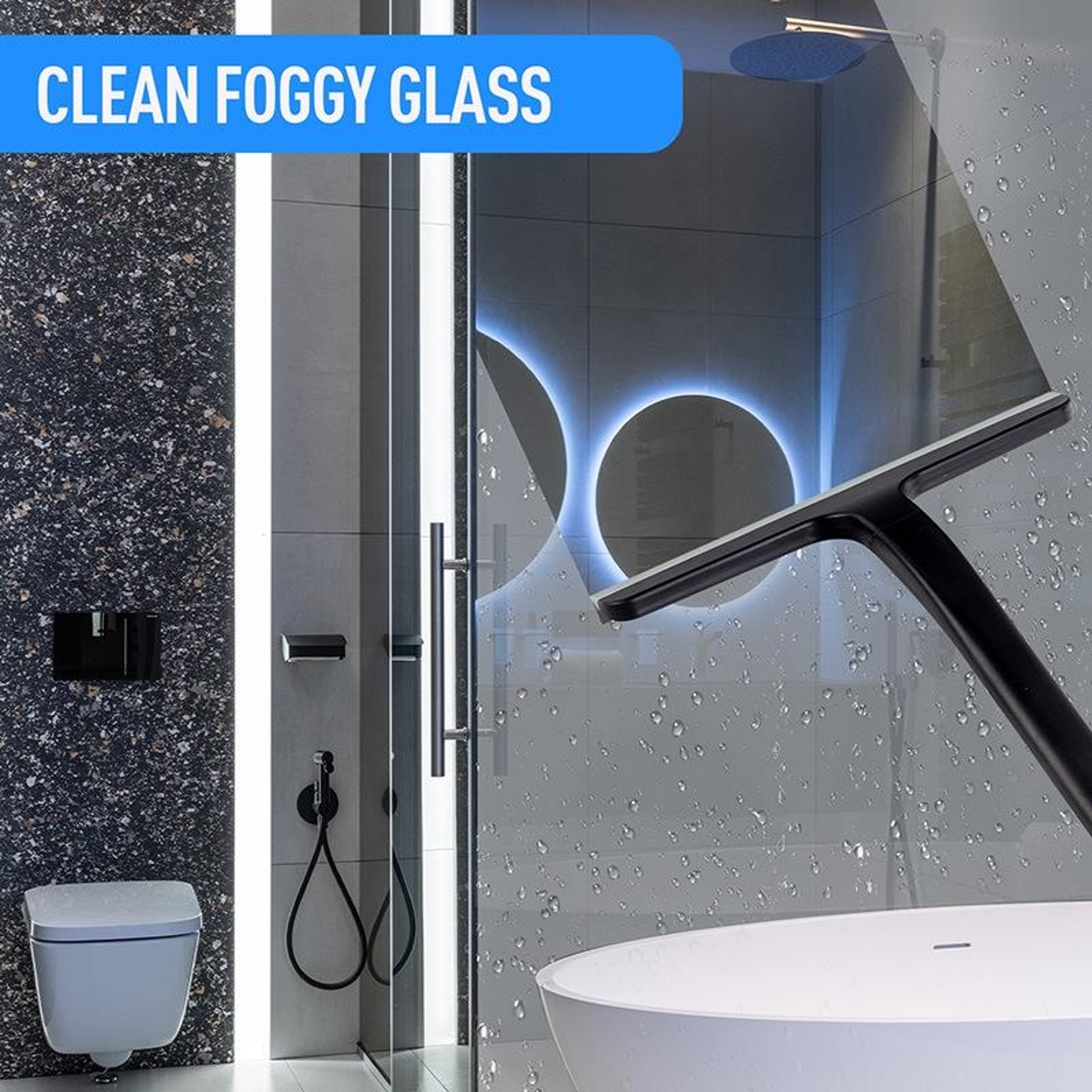 Premium Bathroom Glass Scraper  Glass Cleaning Tool With Durable Silicone Blade Scraper 3