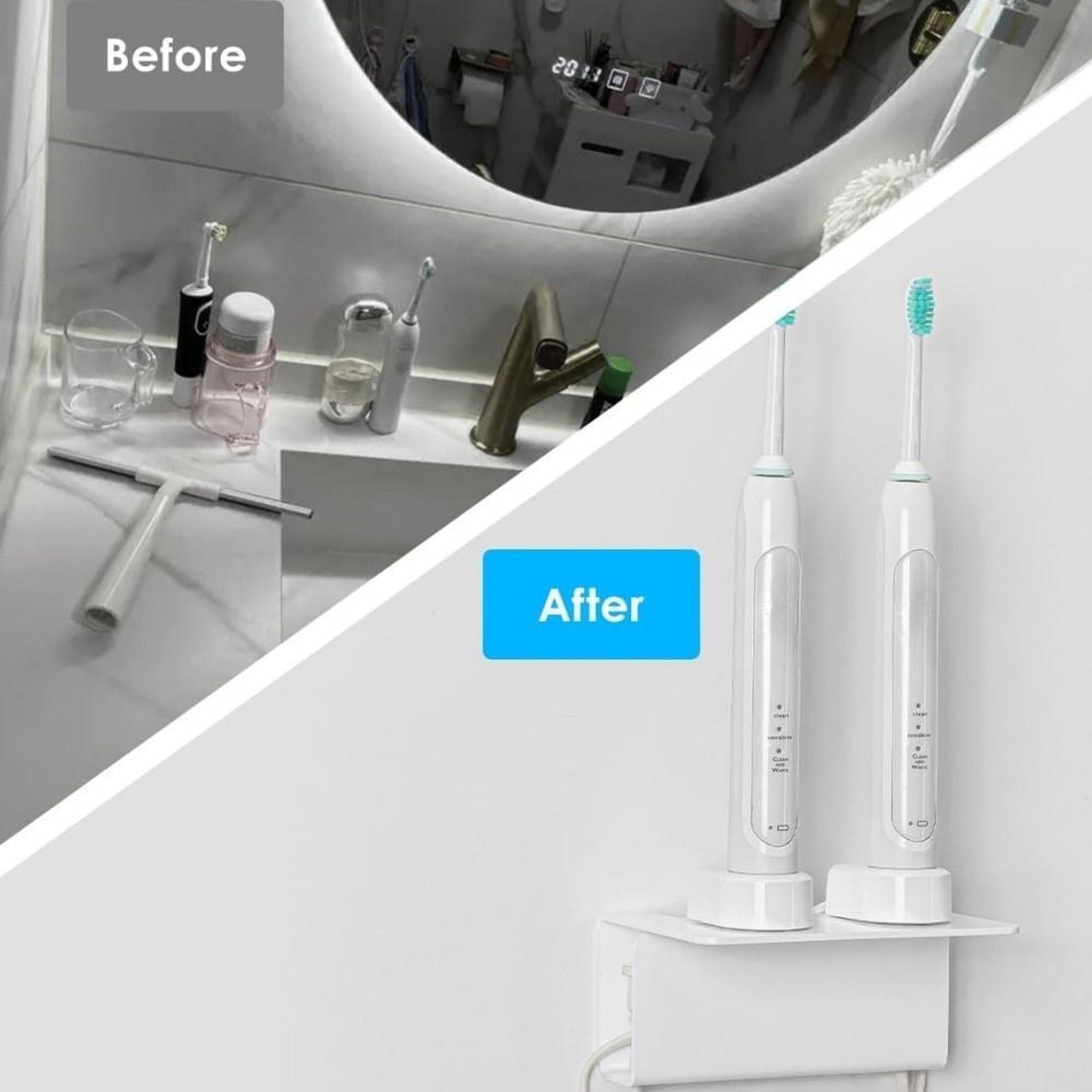 Premium Wall-Mounted Bathroom Electric Toothbrush Holder Acrylic Organizer Rack – view 7