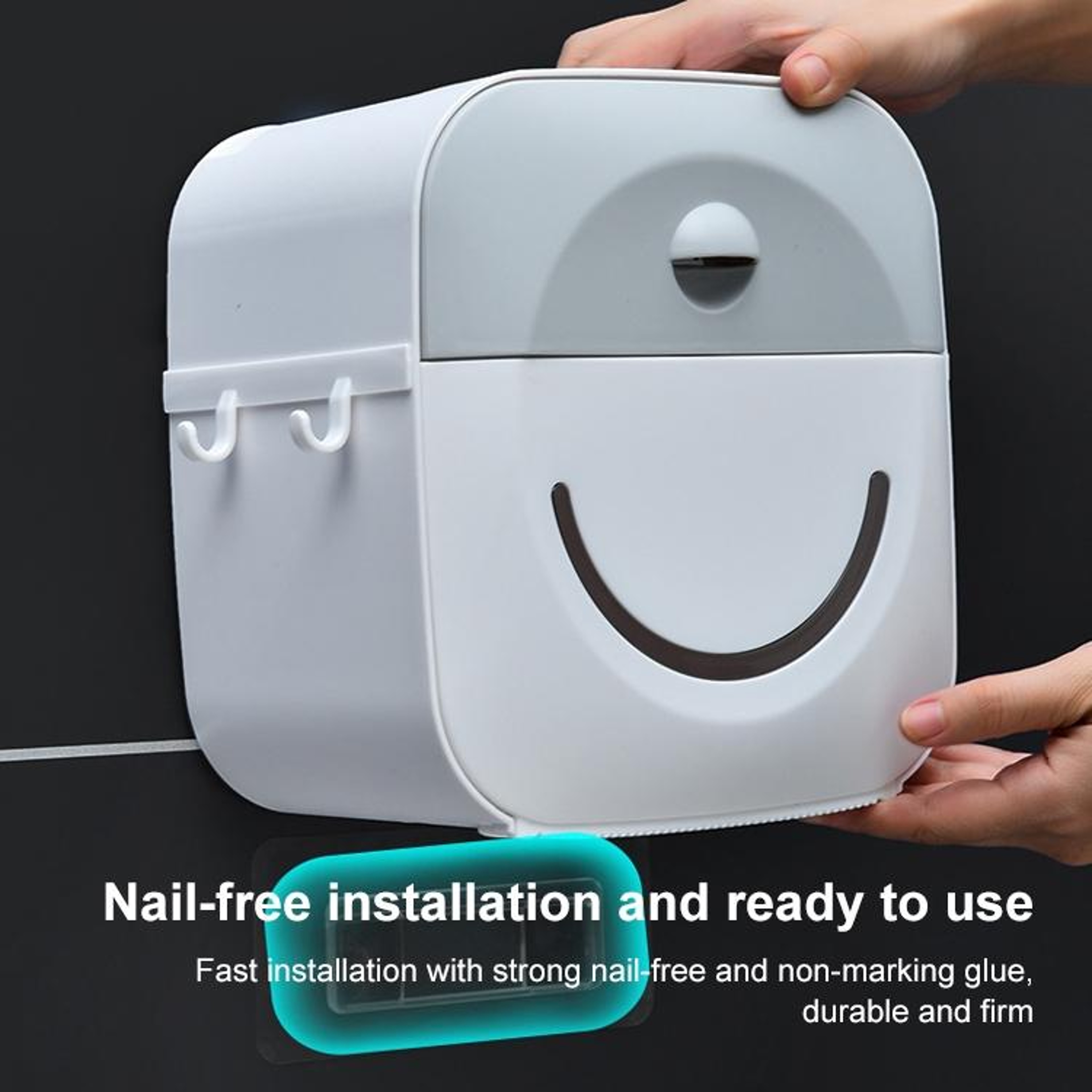 Premium Bathroom Tissue Box Holder  Punch Free Wall Mounted Tissue Rack Waterproof Storage Organize 4