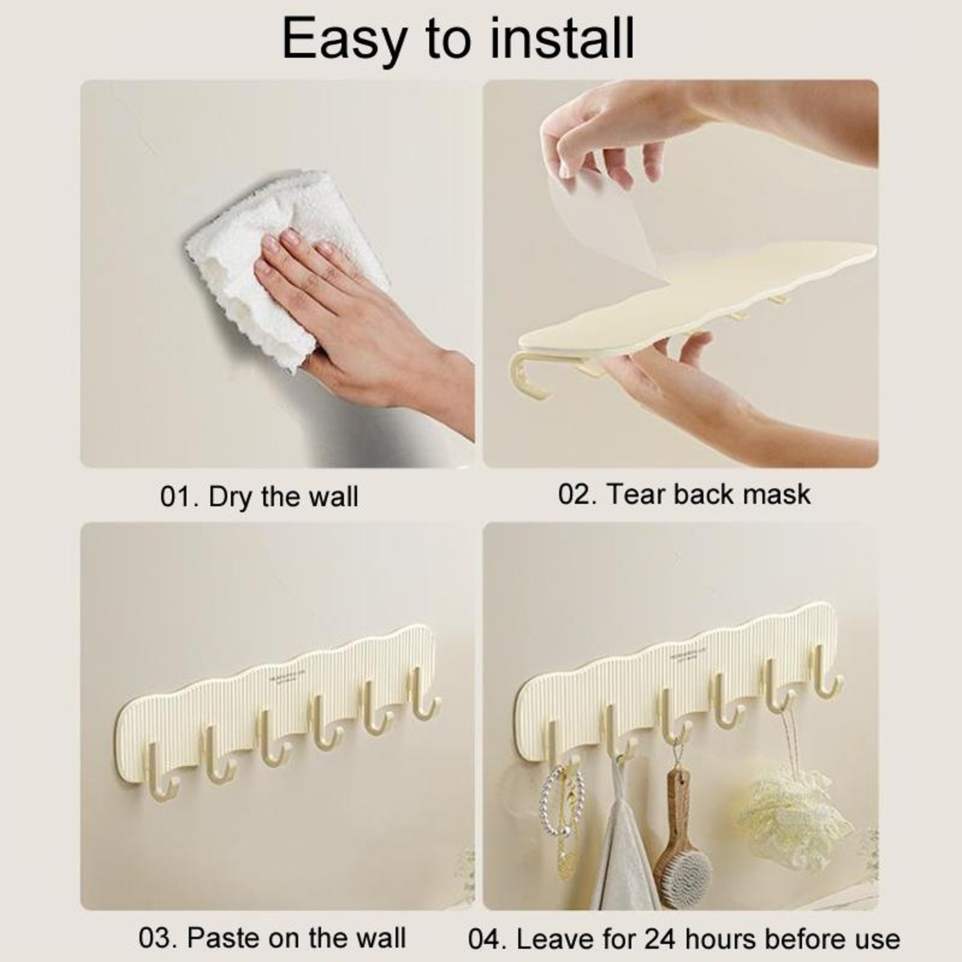 Premium No Punch Hooks For Bathroom  Kitchen Storage Strong Load Bearing Wall Hooks 3
