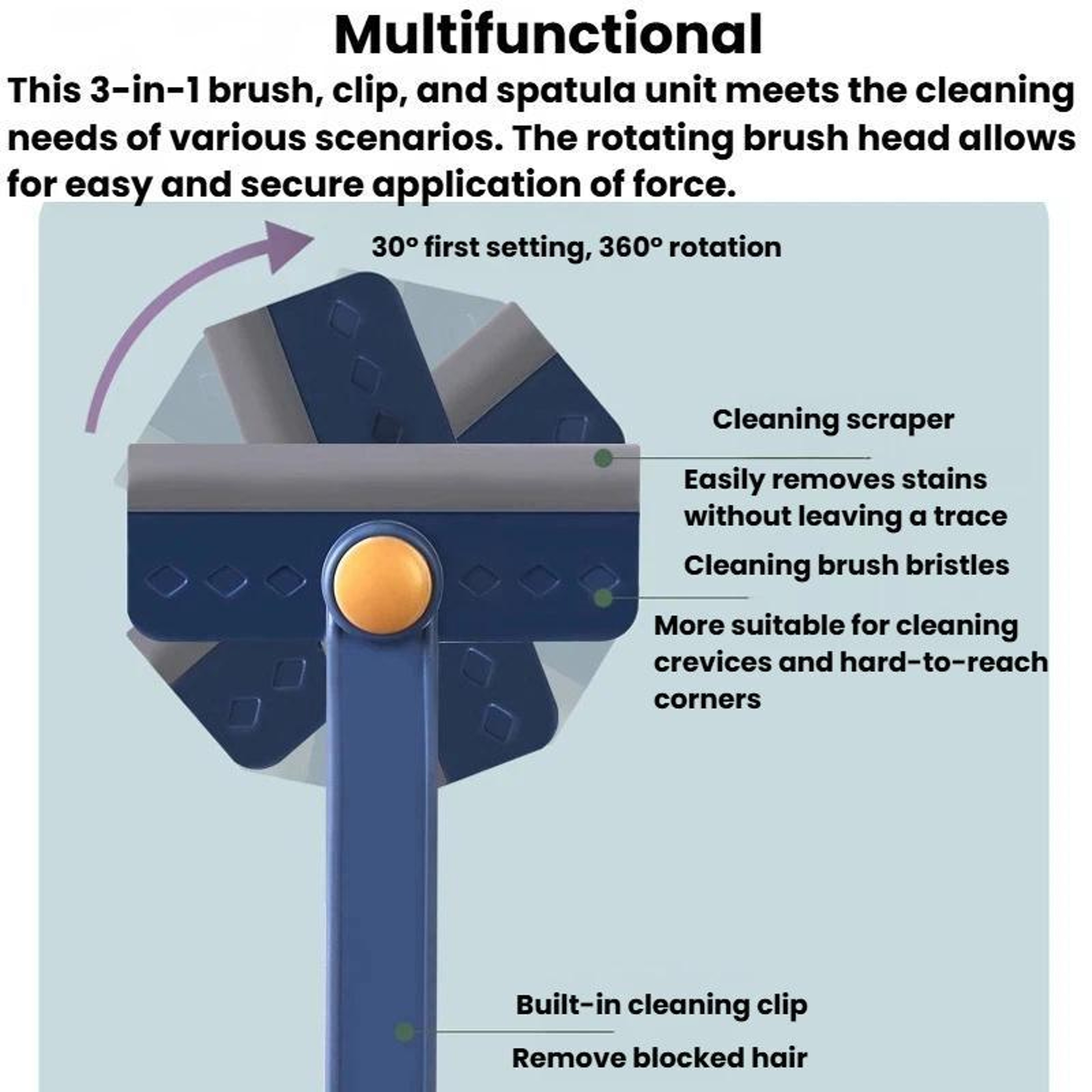Rotatable Multifunctional Gap Cleaning Brush  Glass Scraper For Bathroom Window And Floor 2