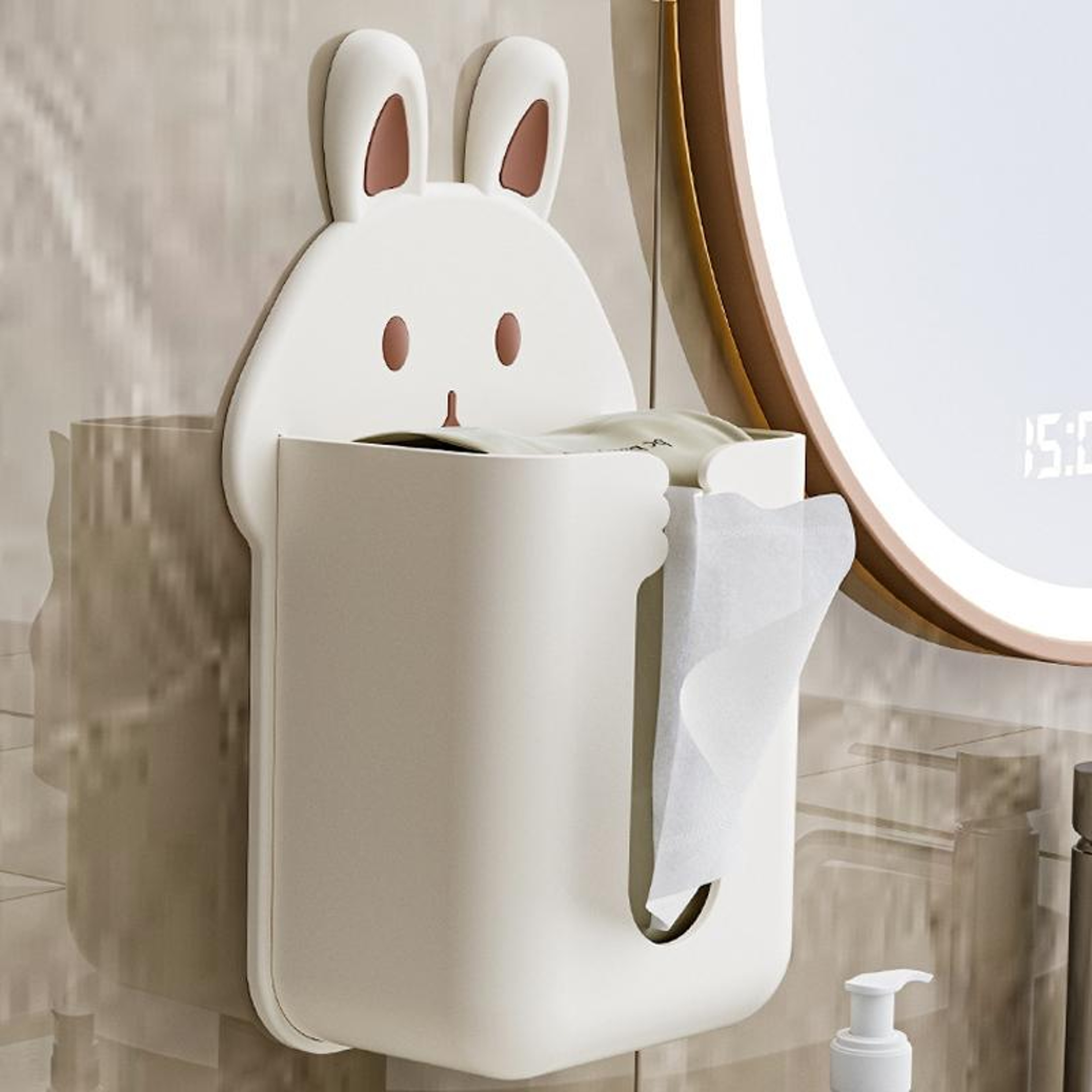 Cartoon Rabbit Wall Mounted Tissue Box Organizer  Kitchen Washcloth Holder Space Saving Bathroom Ti 6
