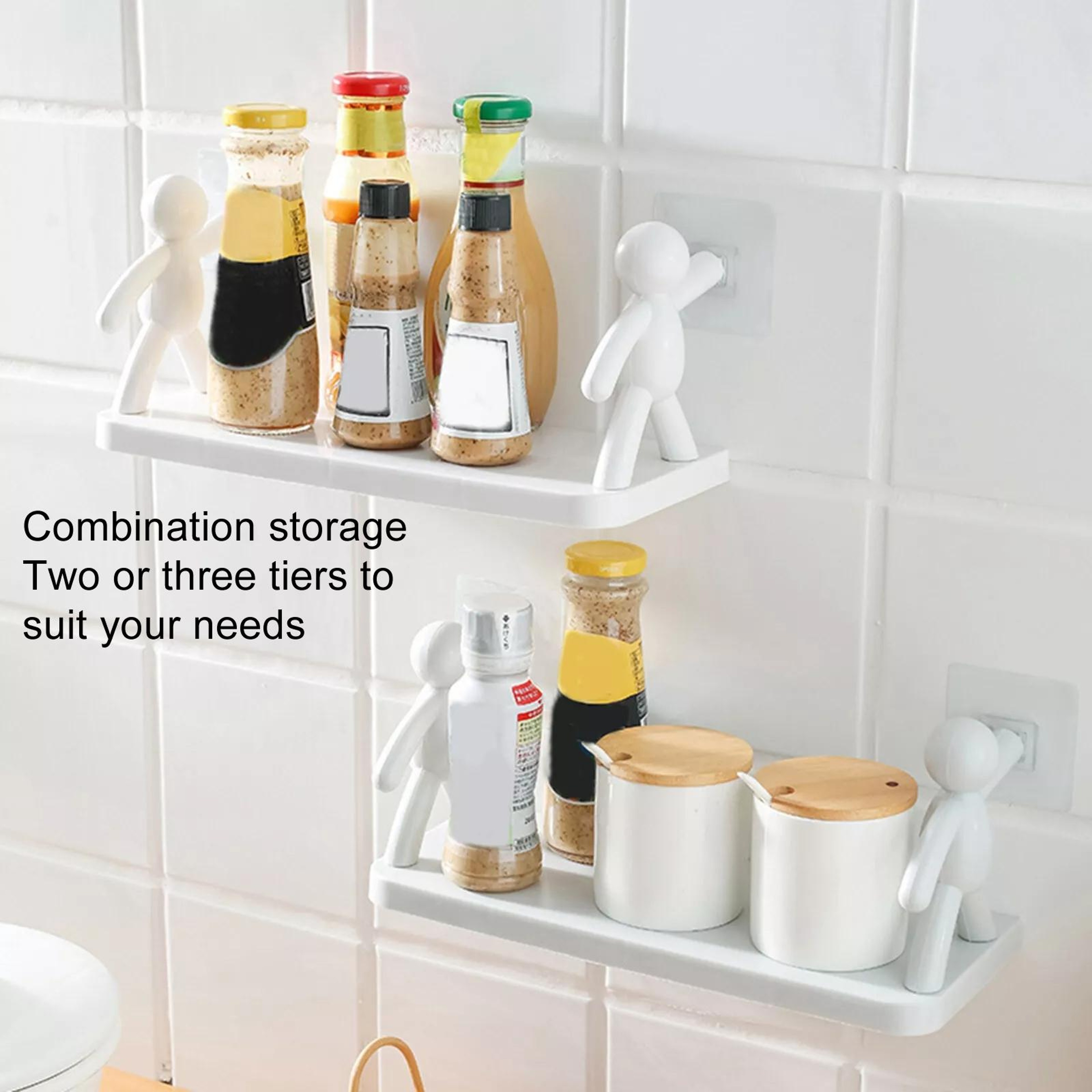 Wall Mounted Person Shape Suction Cup Bathroom Suction Cup Shelf & Cosmetic Storage Organizer – view 5