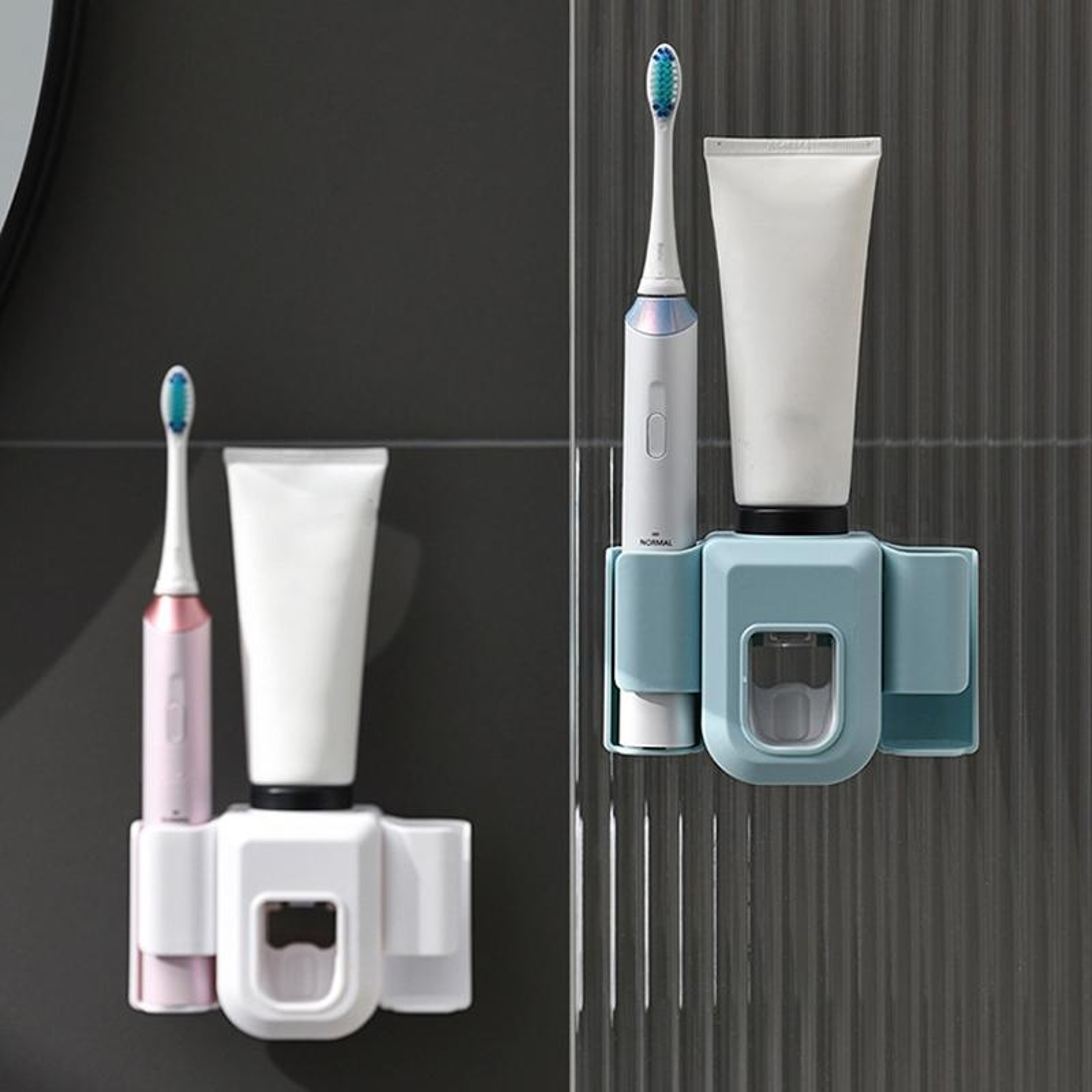 Premium Wall Mounted Toothbrush Holder With Automatic Toothpaste Dispenser And Hands Free Toothpast 0