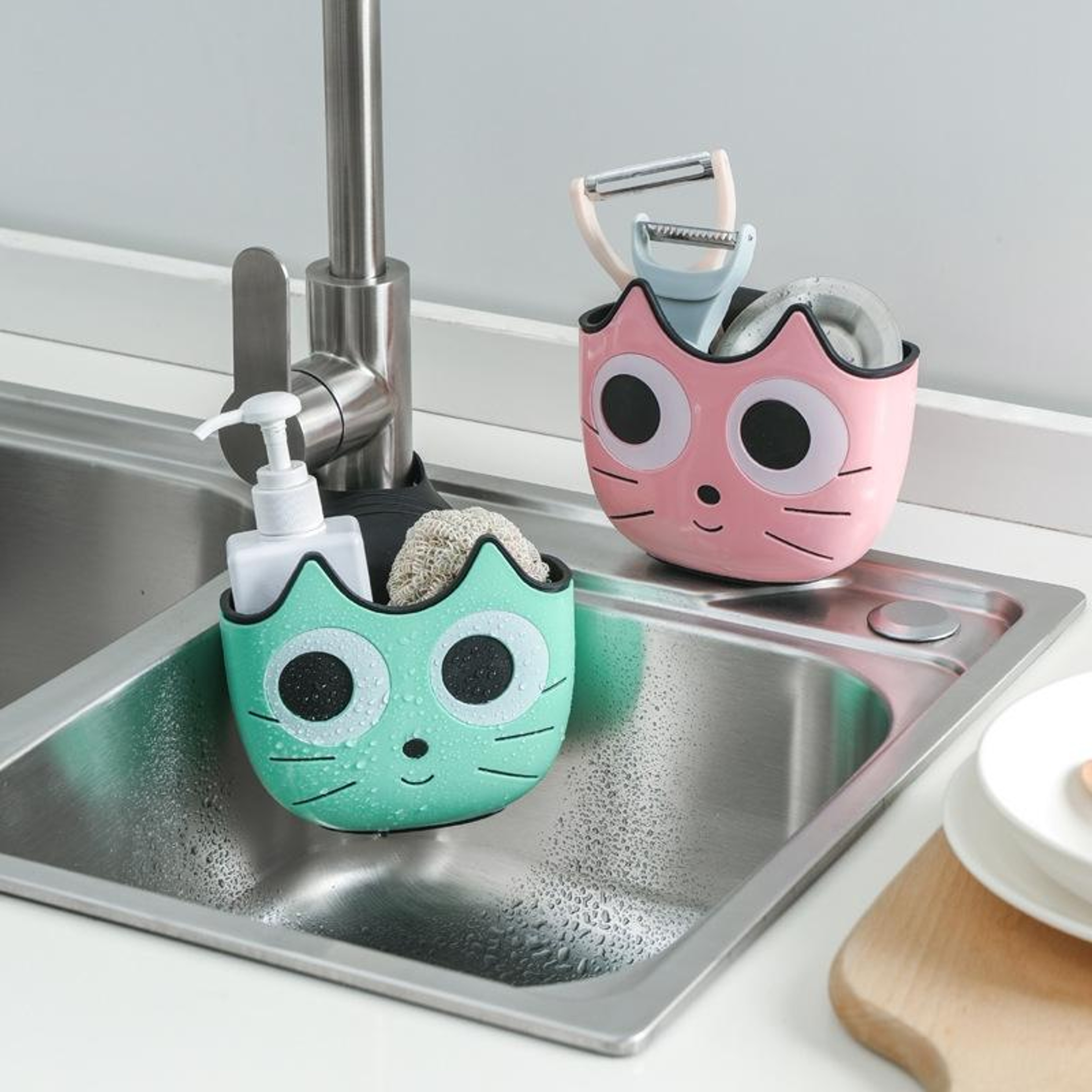 Premium Cartoon Adjustable Sink Hanging Organizer Kitchen  Bathroom Storage Basket 0