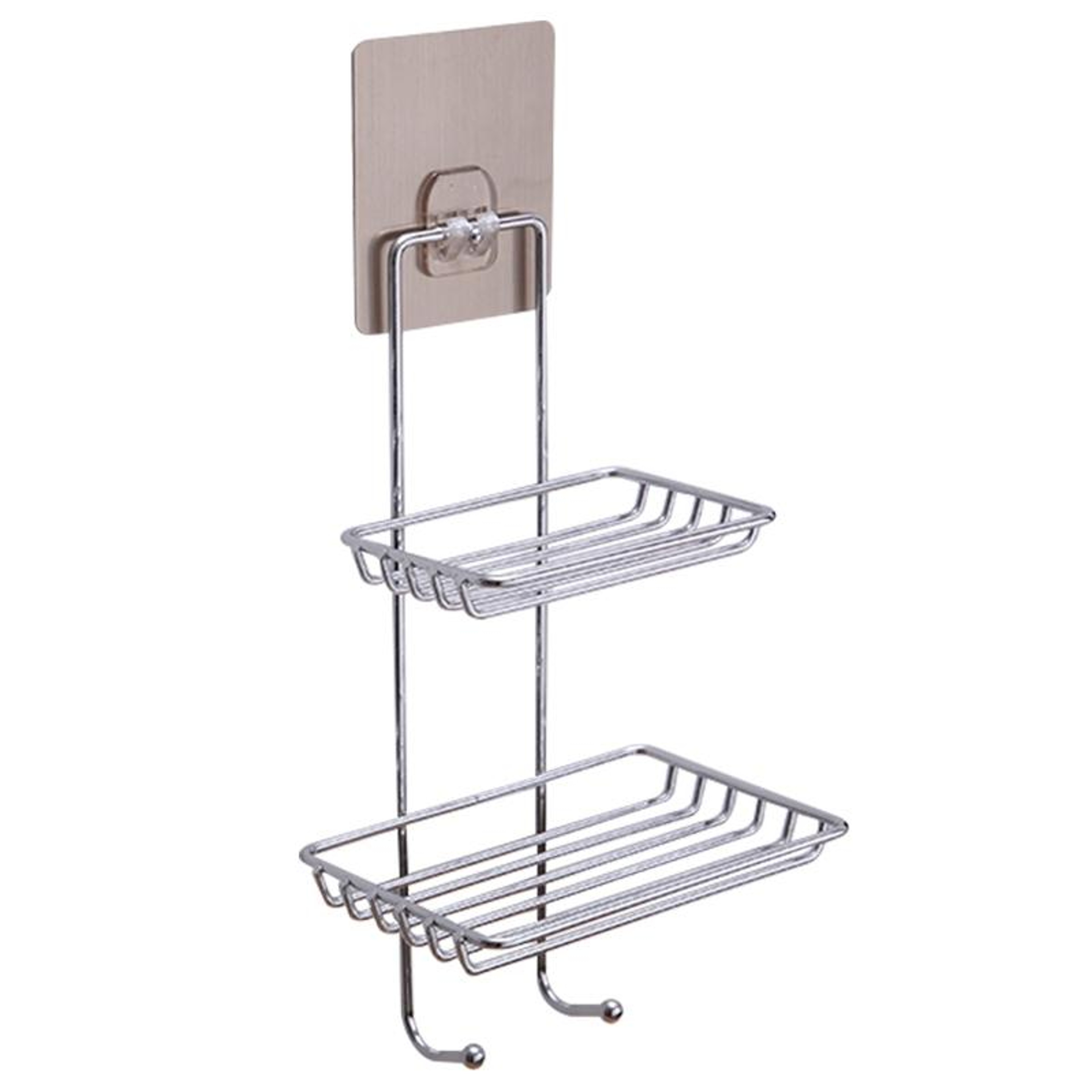 Double Layer Stainless Steel Soap Stand With Magic Sticker Bathroom Shelf Organizer 0