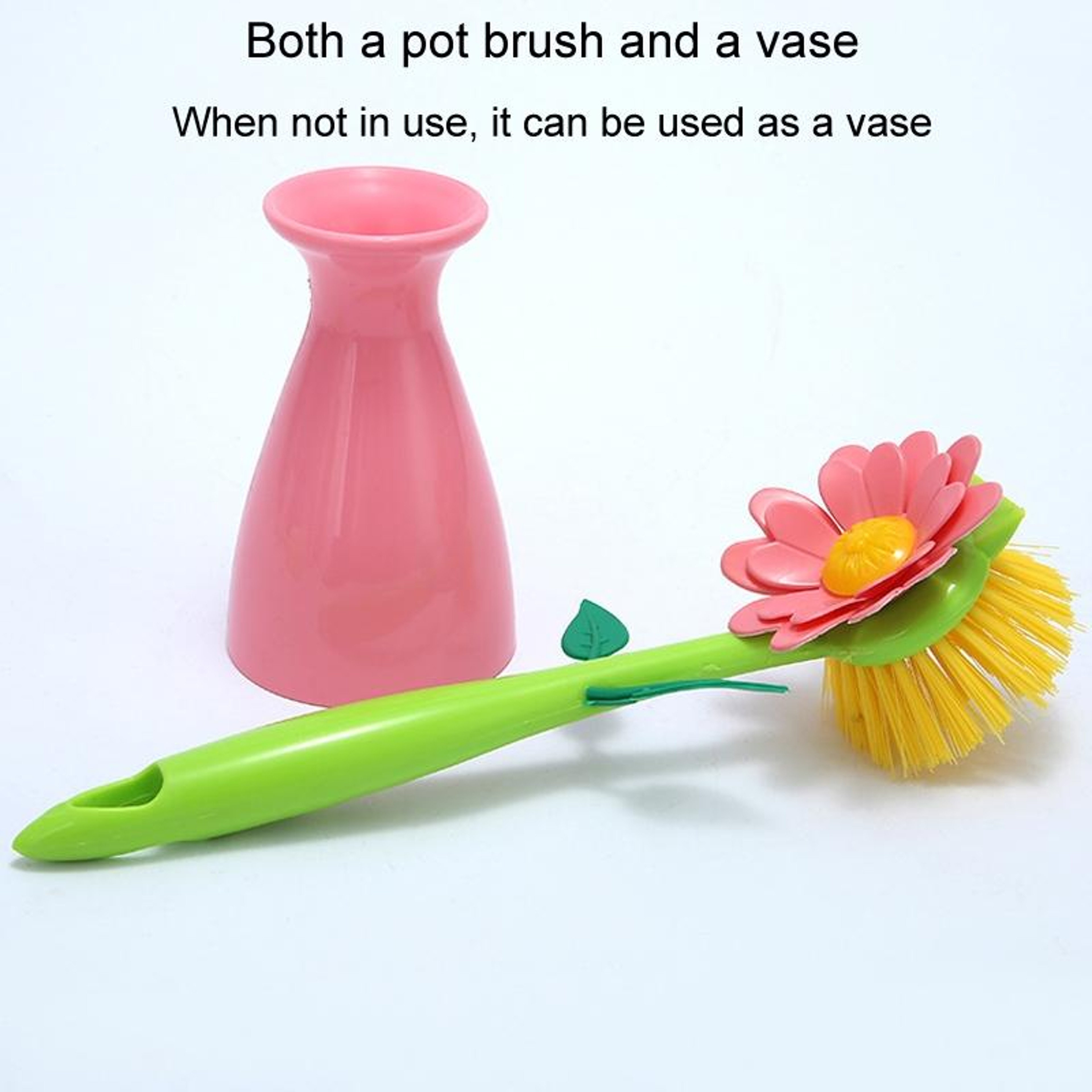 Flower Shaped Long Handle Pot Brush For Kitchen  Sink Cleaning 3