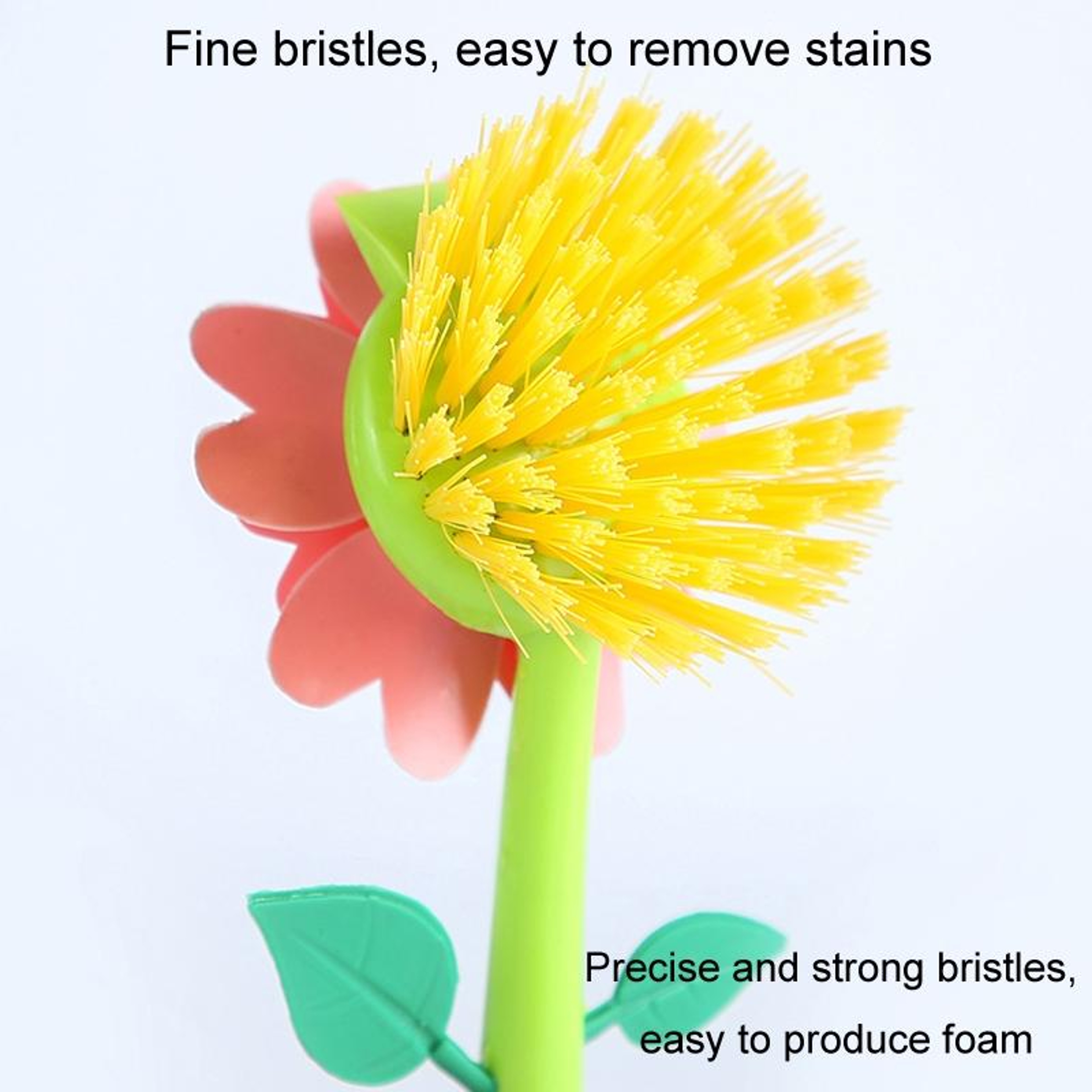 Flower Shaped Long Handle Pot Brush For Kitchen  Sink Cleaning 4