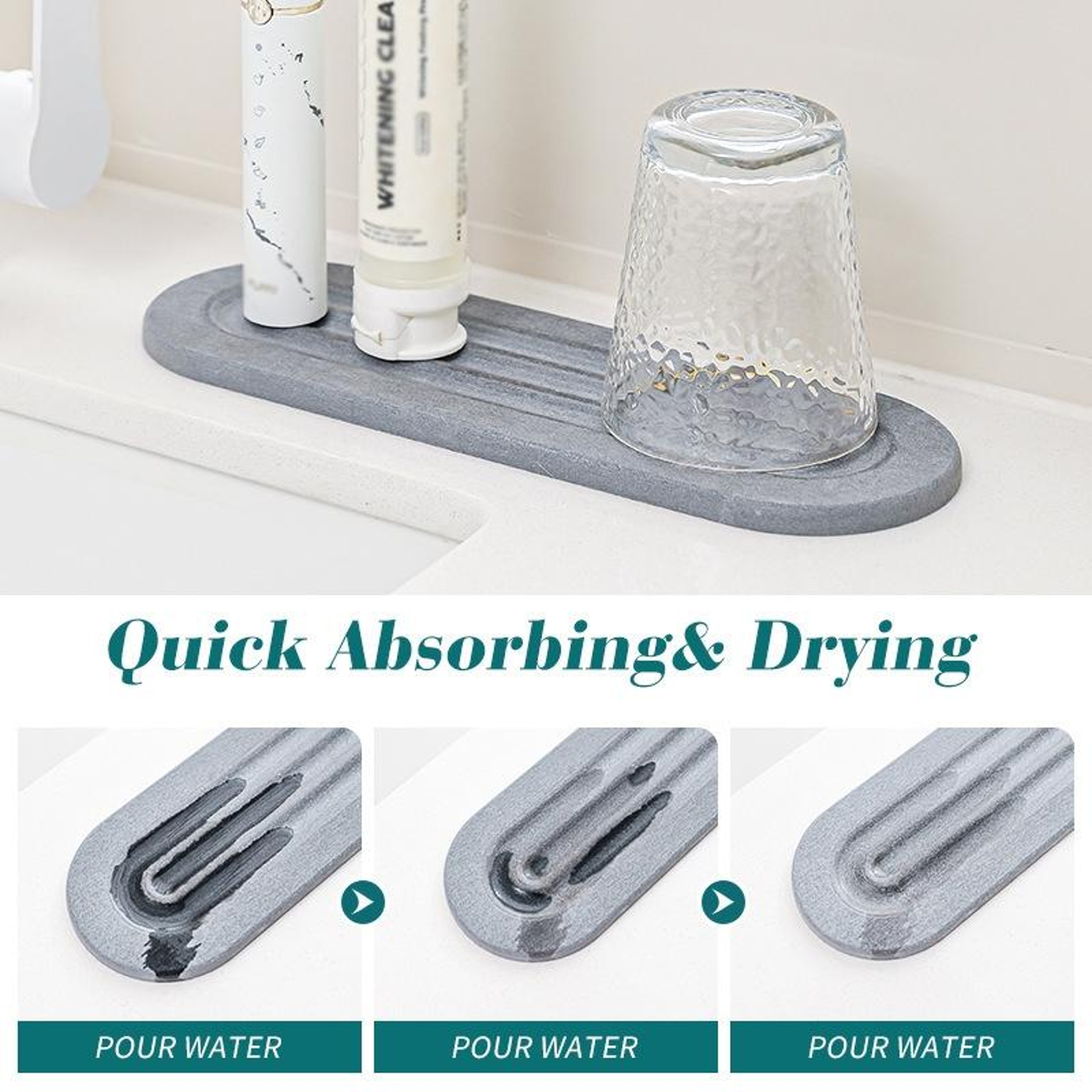 Premium Diatomite Drying Mat Set QuickDry Bathroom  Kitchen Counter Mat 3