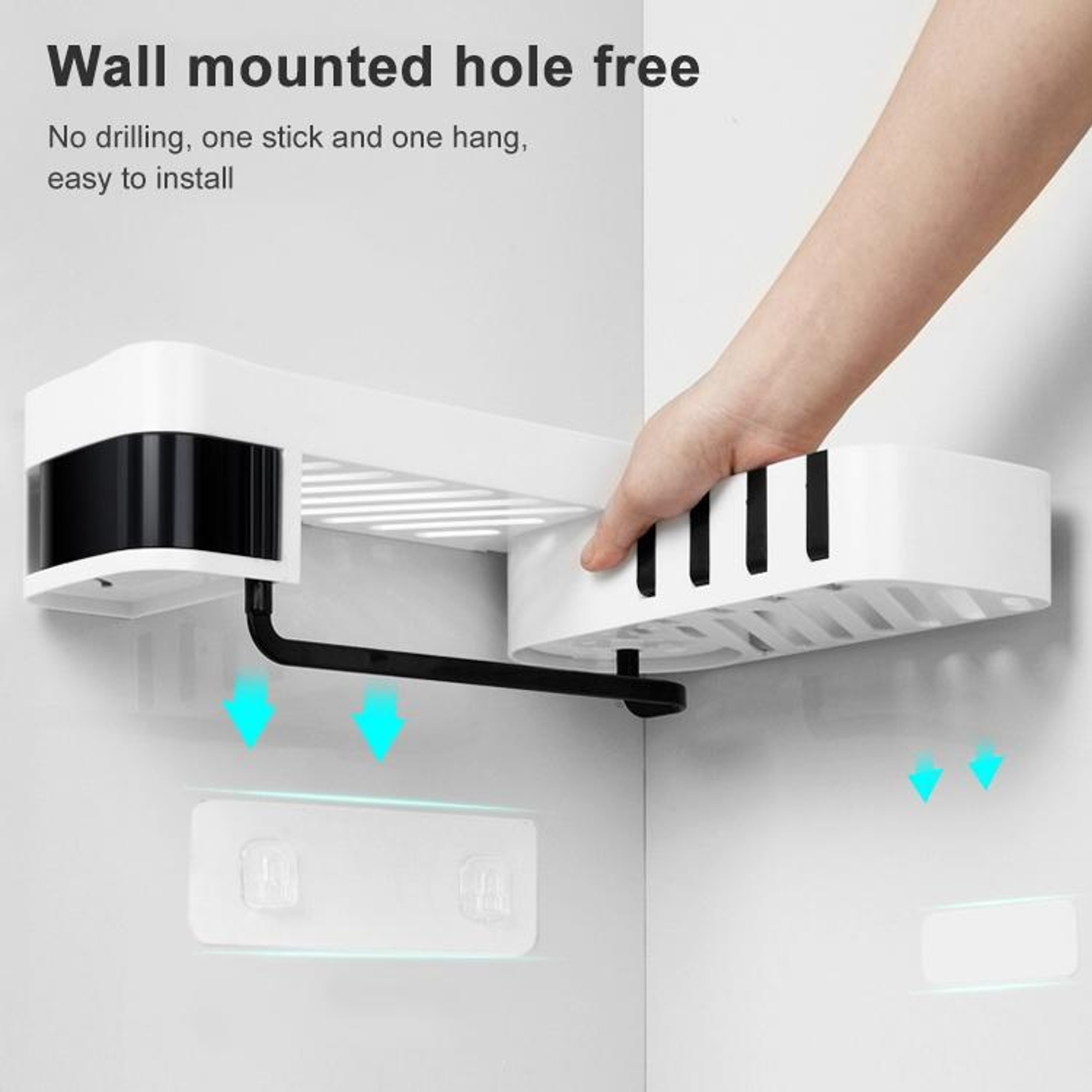 Premium Rotating Shower Shelf & Bathroom Storage Rack Seamless Tripod Wall Mounted Corner Caddy – view 5