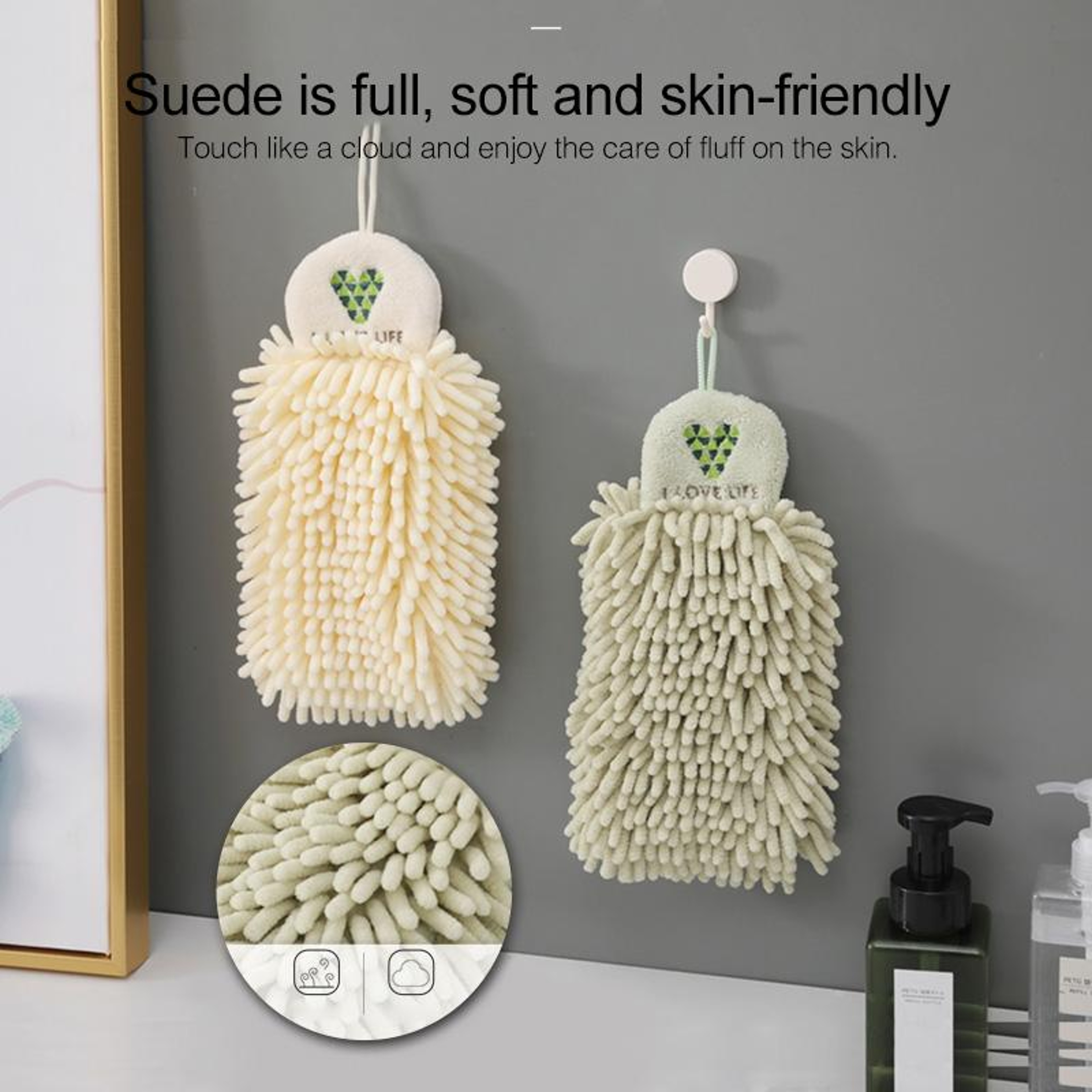 Quick Dry Cartoon Embroidered Kitchen Hand Towel Hanging Soft  Durable 8