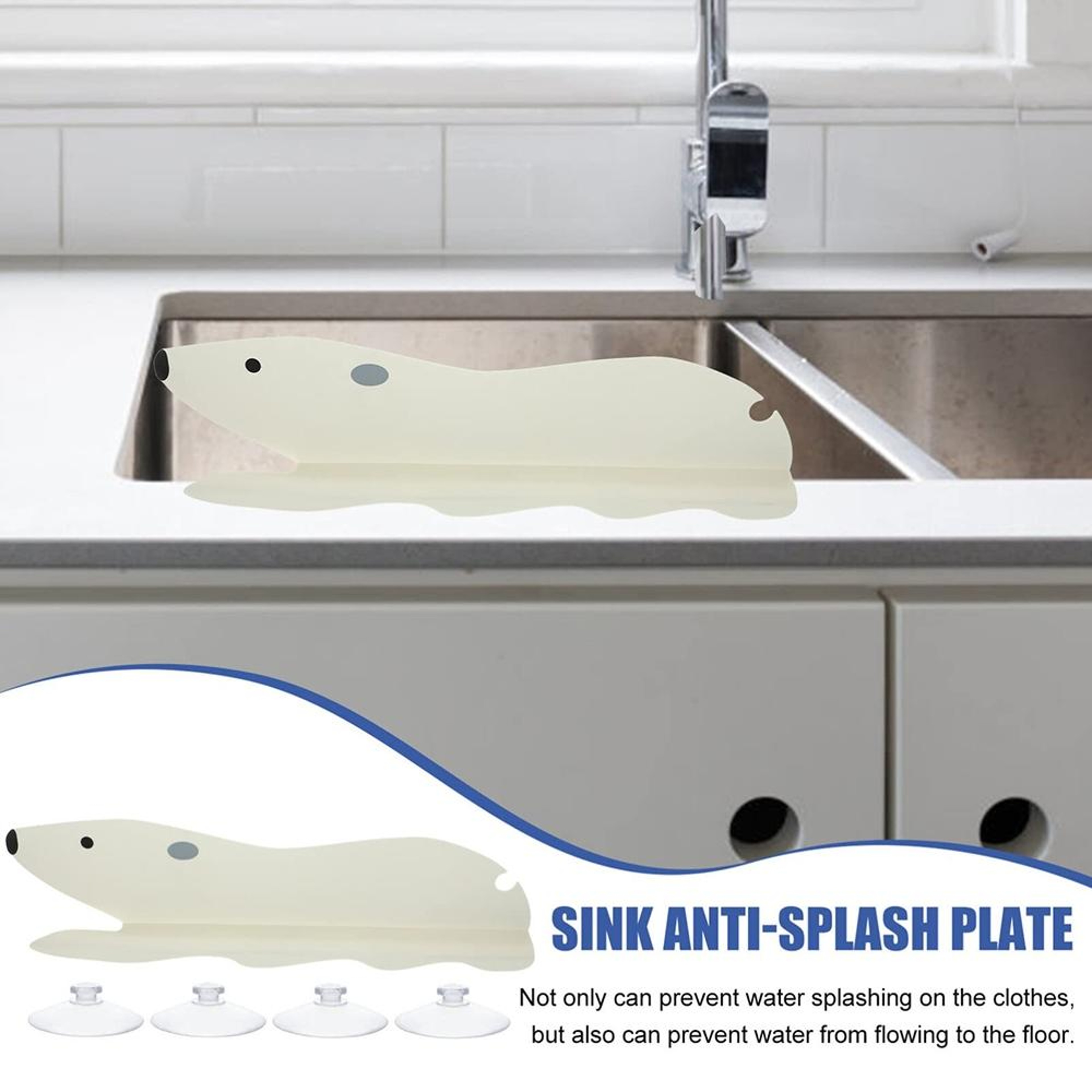 Cartoon Bear Kitchen Sink Splash Guard Suction Cup Water Deflector – view 7
