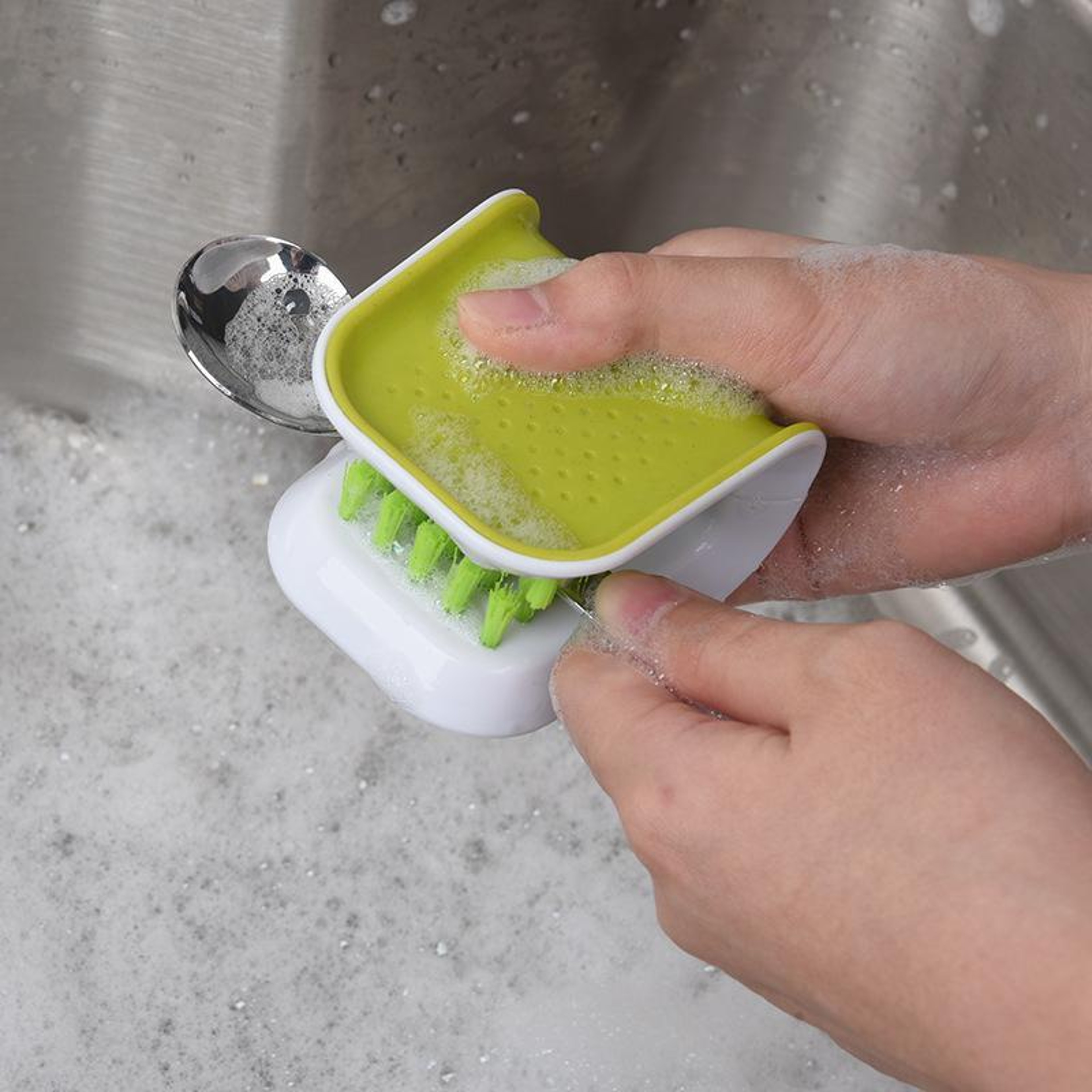 Premium U Shaped Knife Cleaning Brush Dual Sided Utensil Scrubber for Safe Kitchen Cleaning – view 3