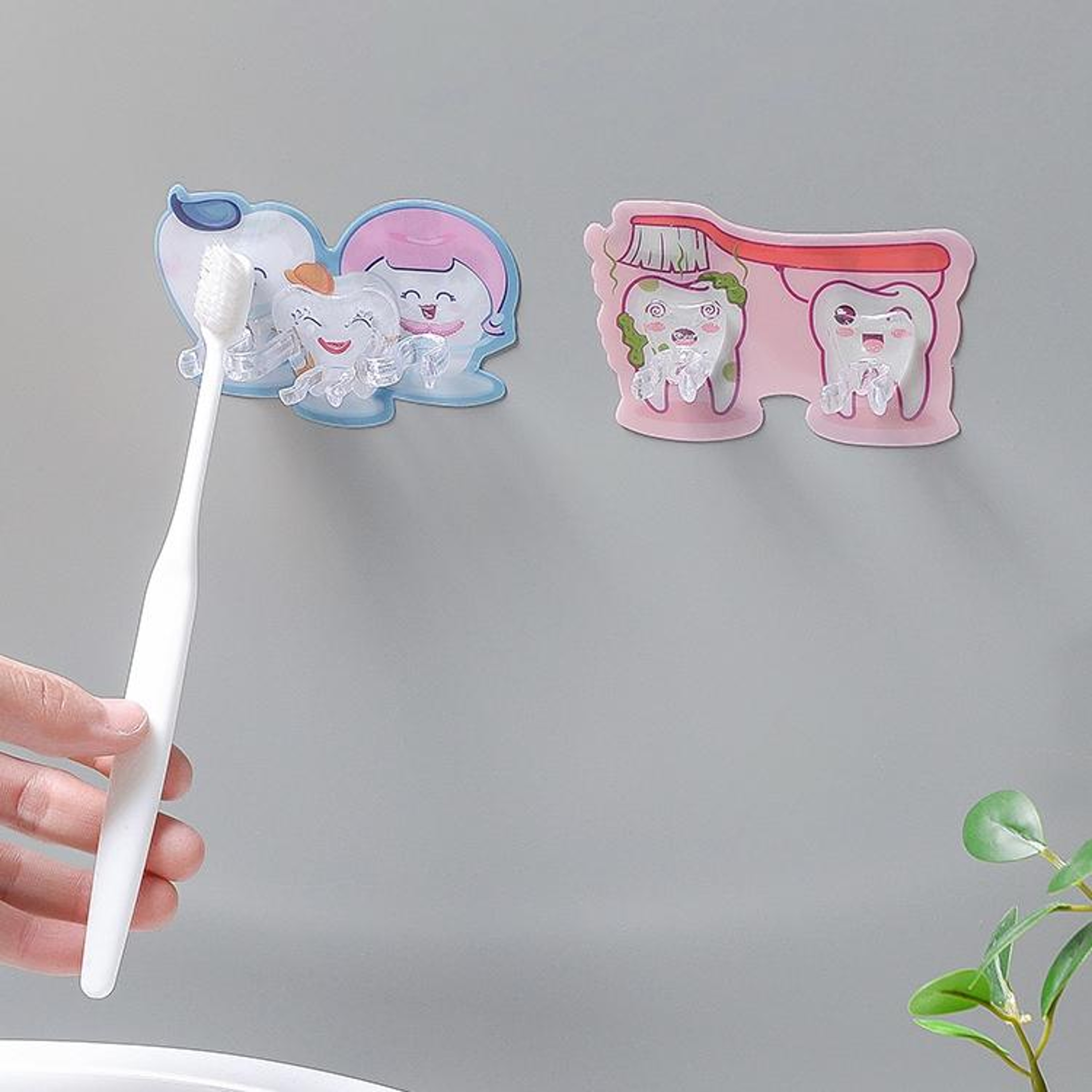 Wall Mounted Toothbrush Holder With Bathroom Hooks 8