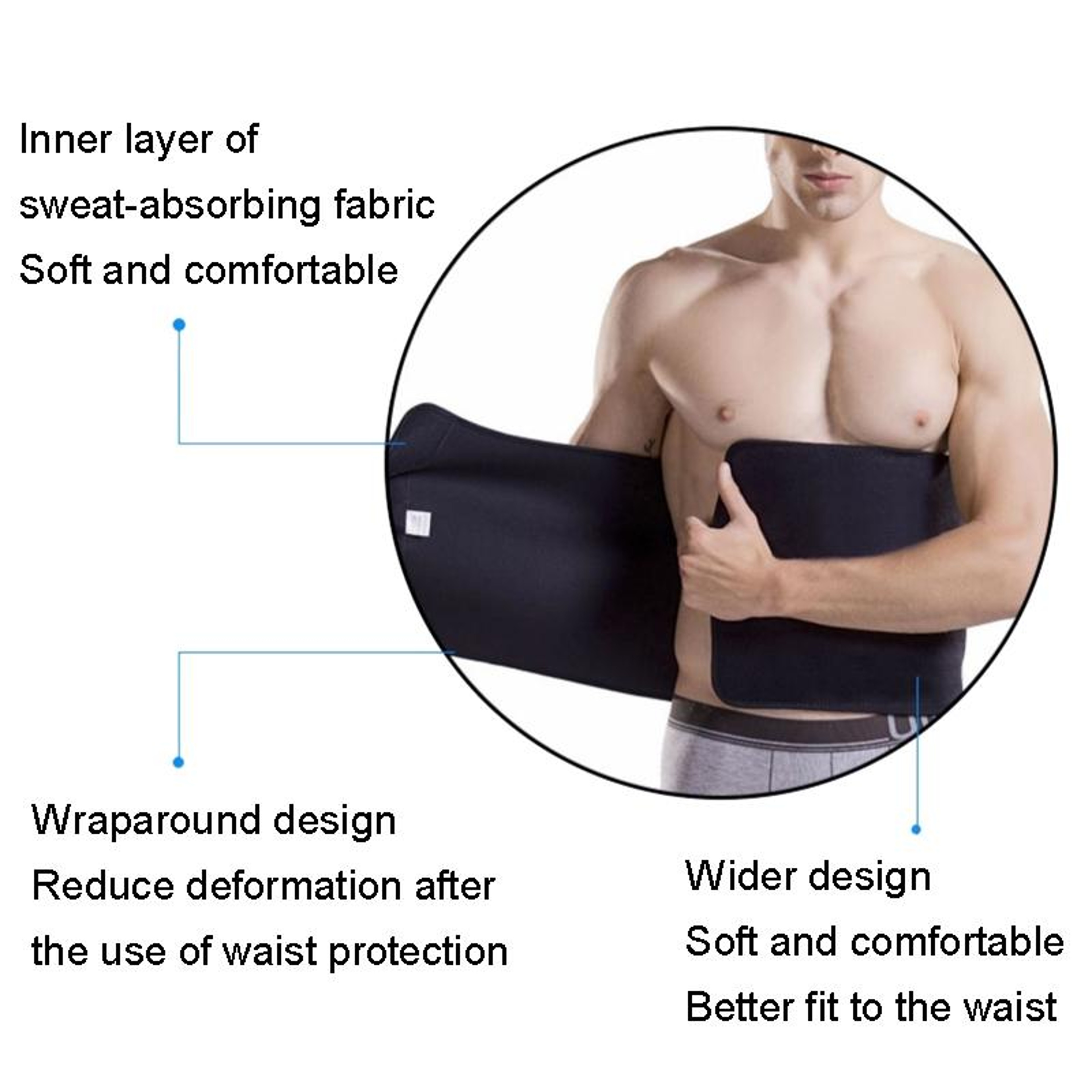 Premium Fitness Waist Belt Wide Sweat Waist Trainer & Waist Trimmer Belt for Workout, Slimming & Core Support – view 2