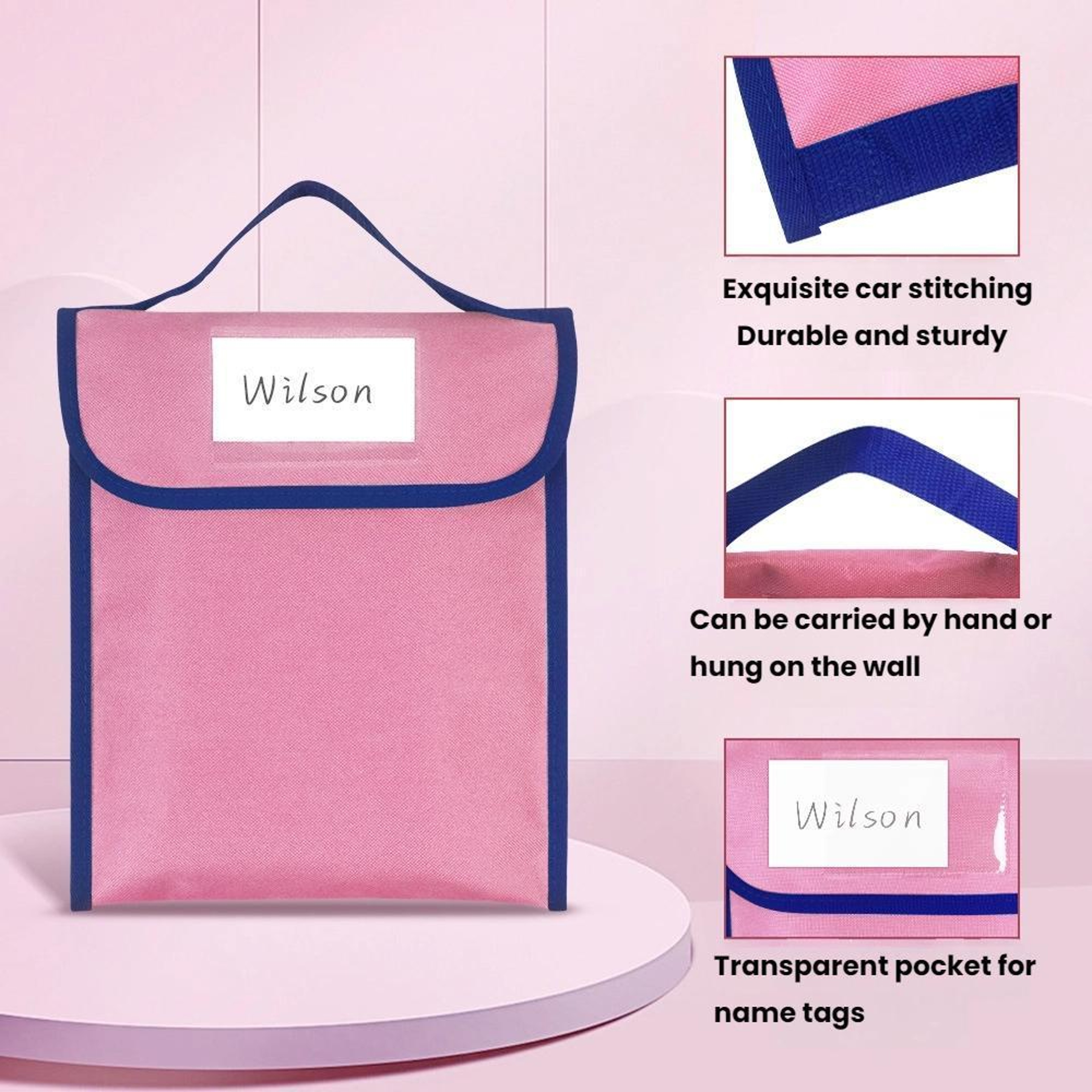 Handheld Book Bag With Transparent Name Tag Pocket Tutorial Bag For Kids 3