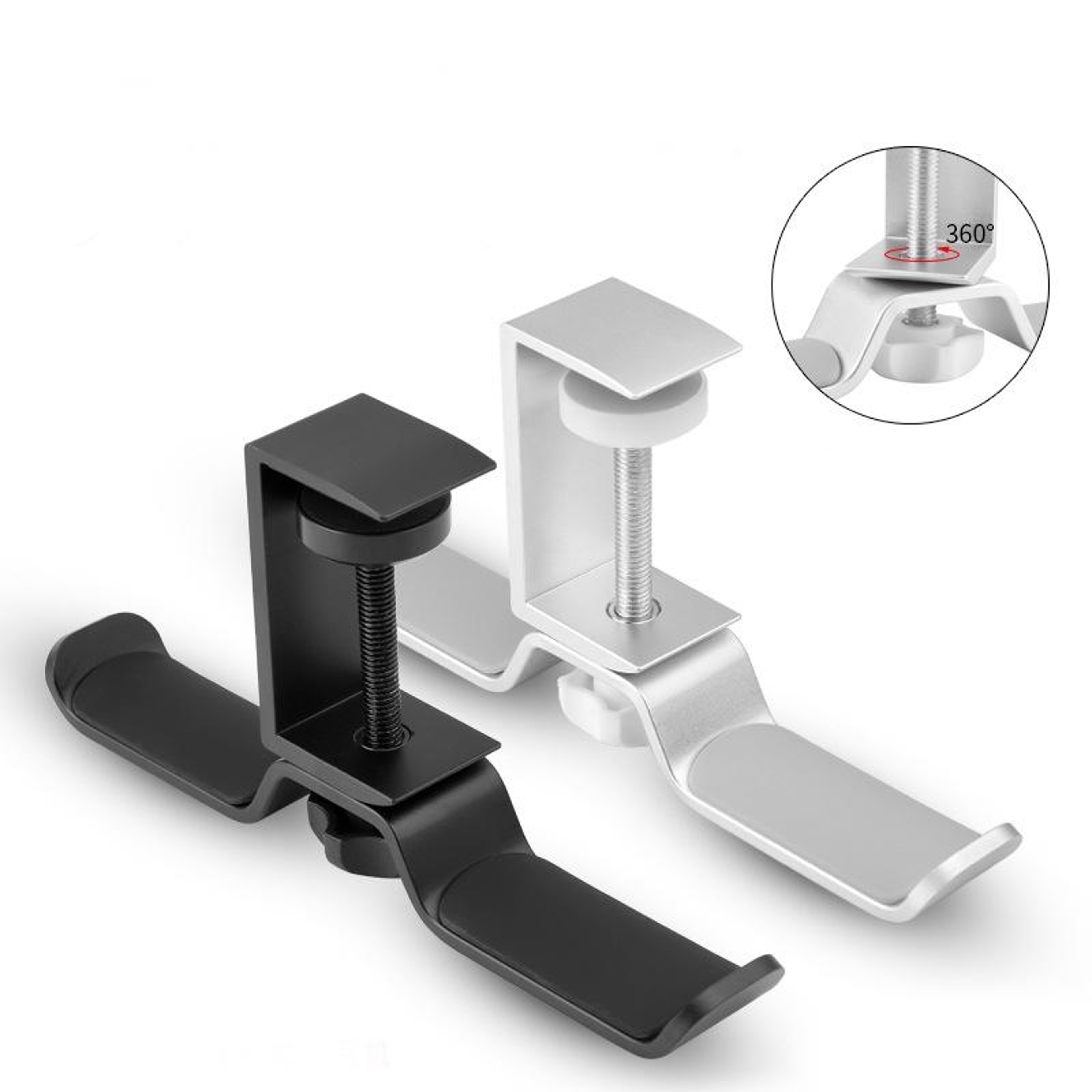 Universal Metal Headphone Stand with Double Bracket & Desktop Clip – view 3