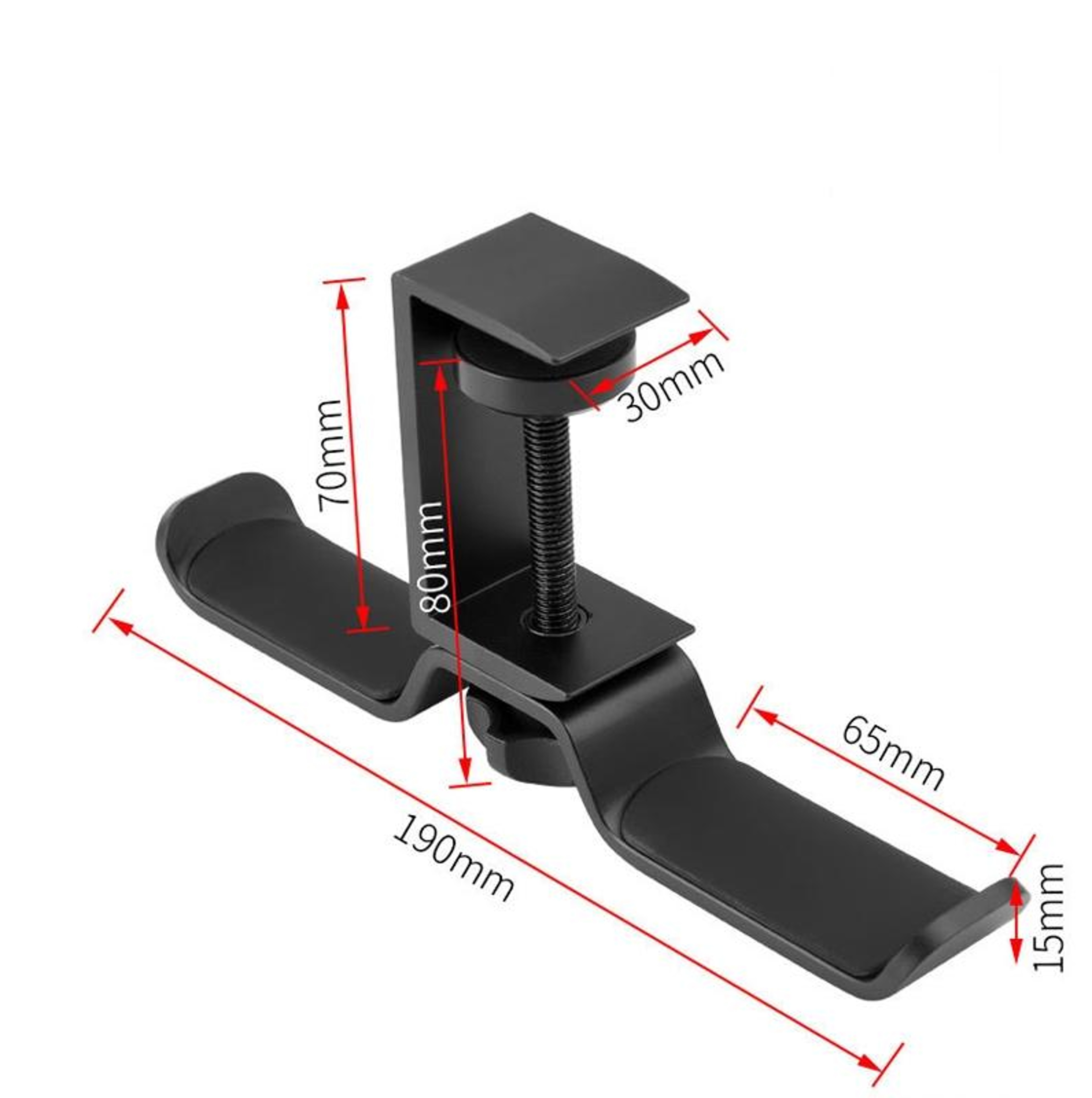 Universal Metal Headphone Stand with Double Bracket & Desktop Clip – view 8
