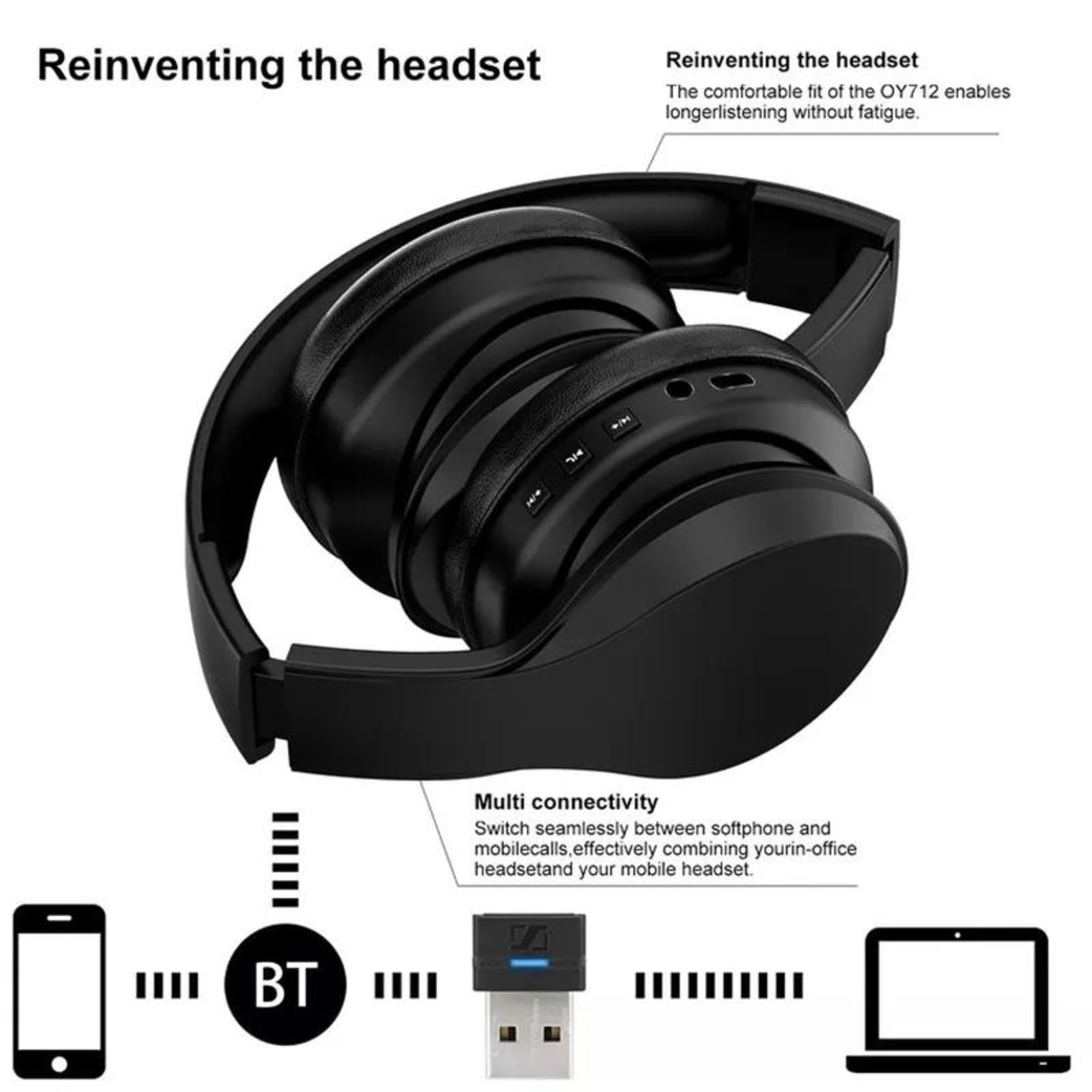 Gaming Noise-Canceling Bluetooth Wireless Headset – view 3