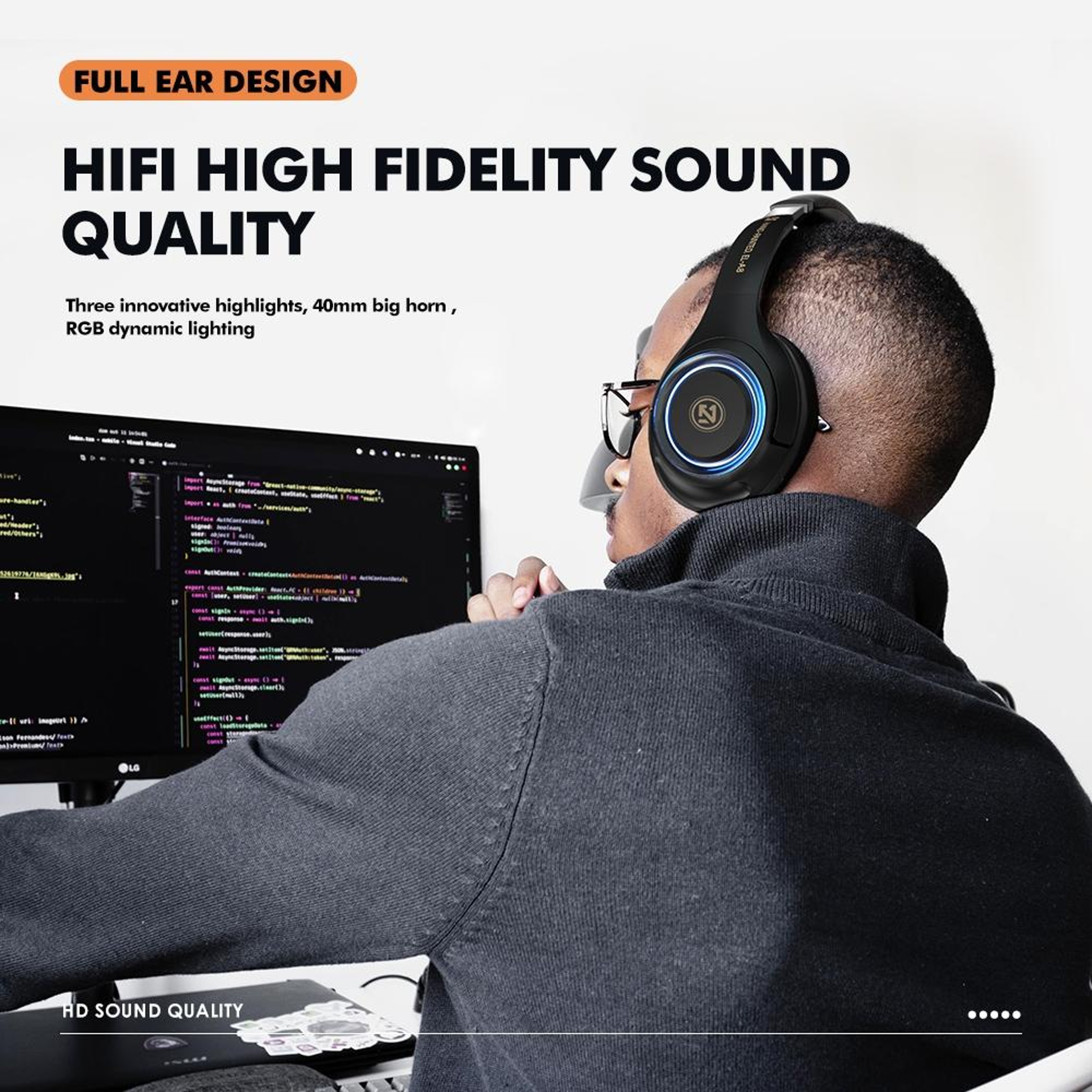 Wireless Gaming Headset With OverEar Stereo  Clear Microphone 5