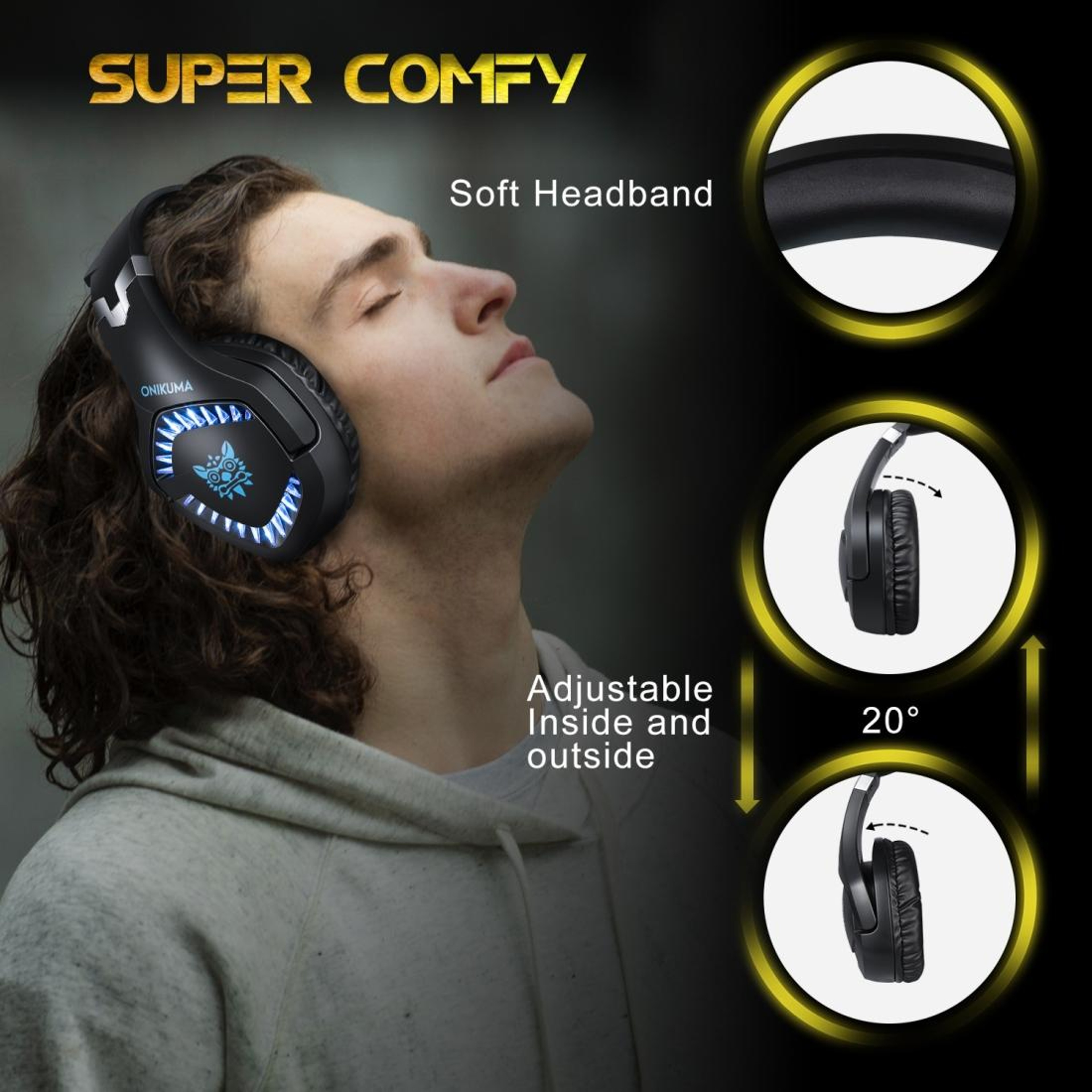 PRO Stereo Surround Gaming Headset With LED Lights  Microphone 1