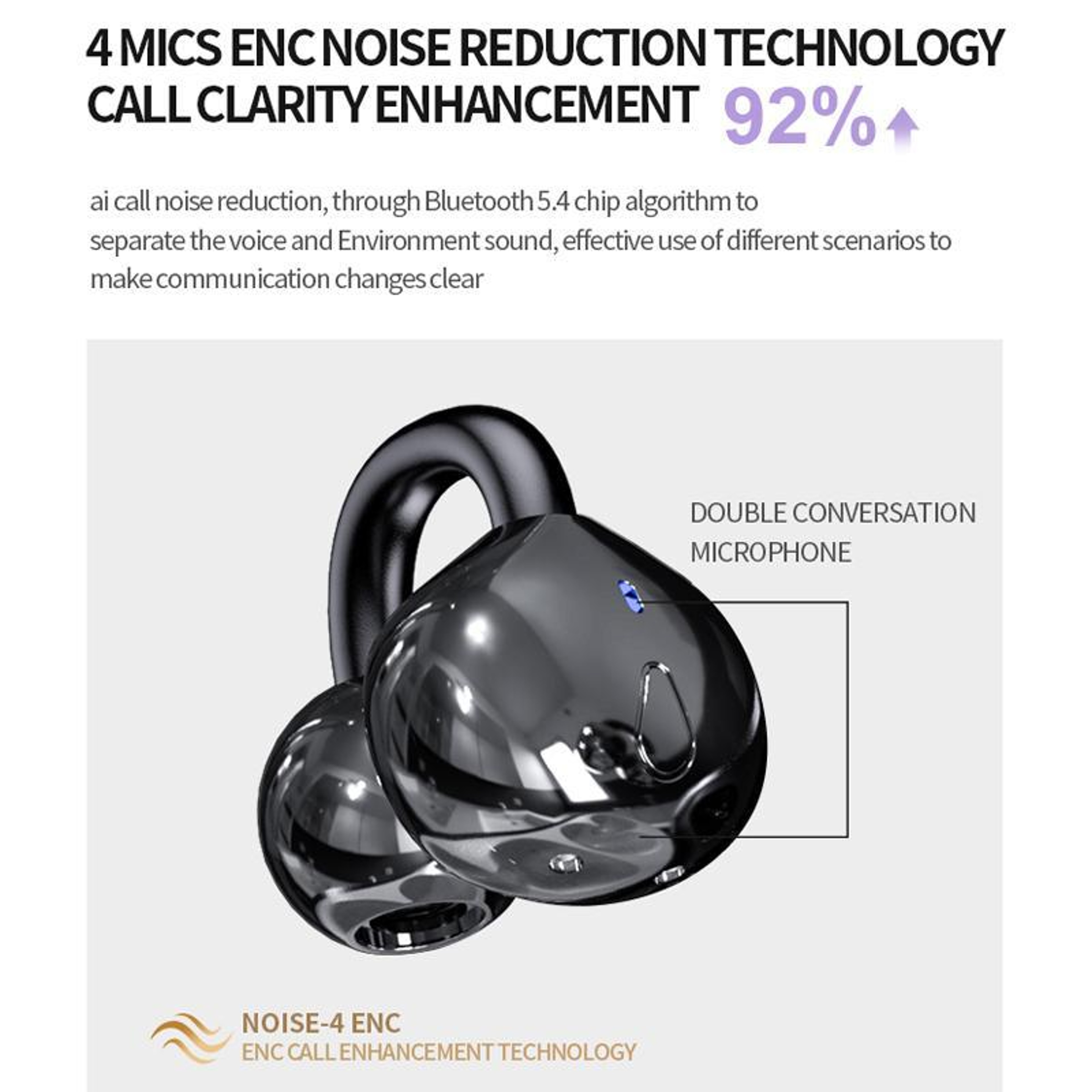 Mini Invisible Clip On Wireless Bluetooth Earbuds with Noise Reduction – view 8