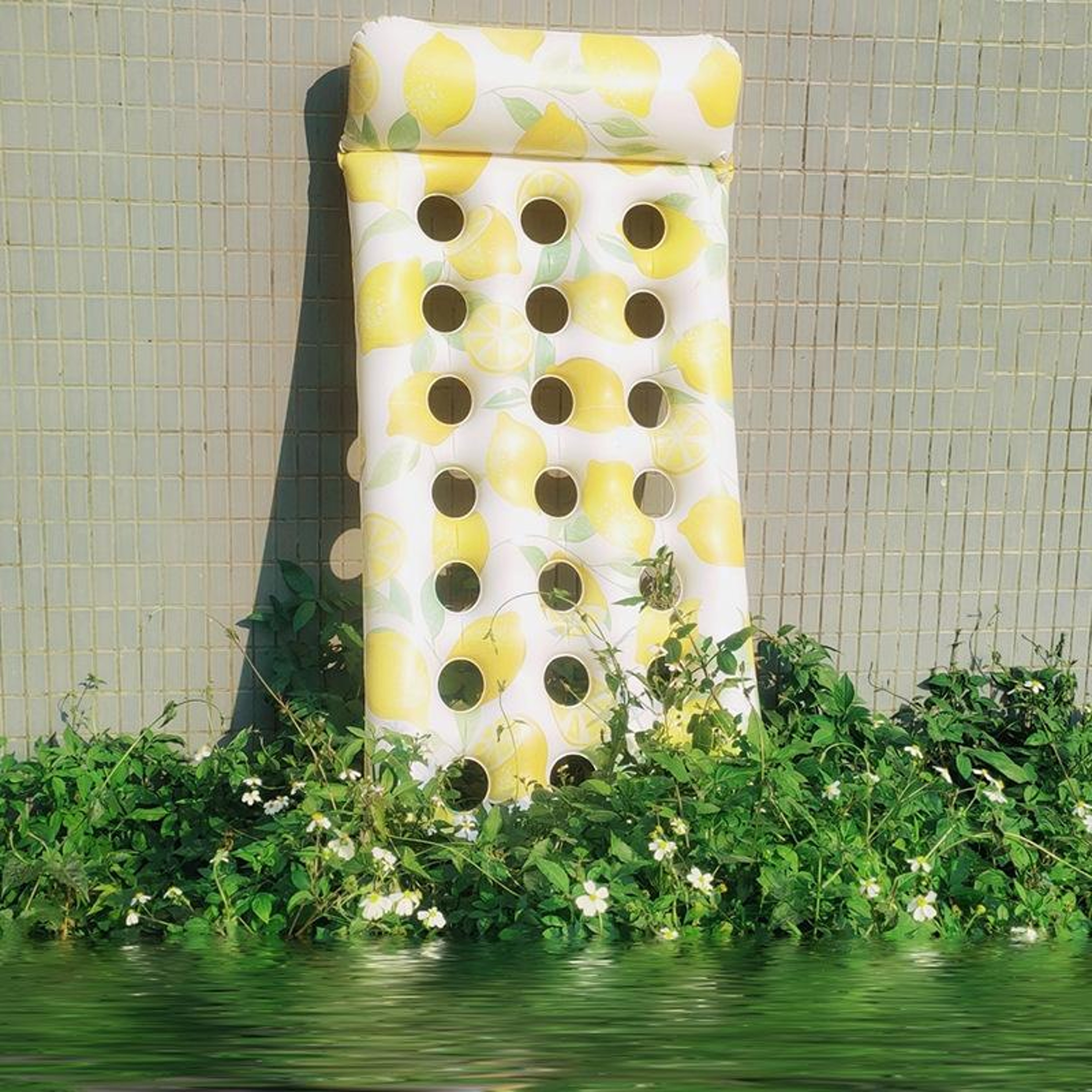 Lemon Inflatable Pool Float Water Bed Lounger With Headrest 6