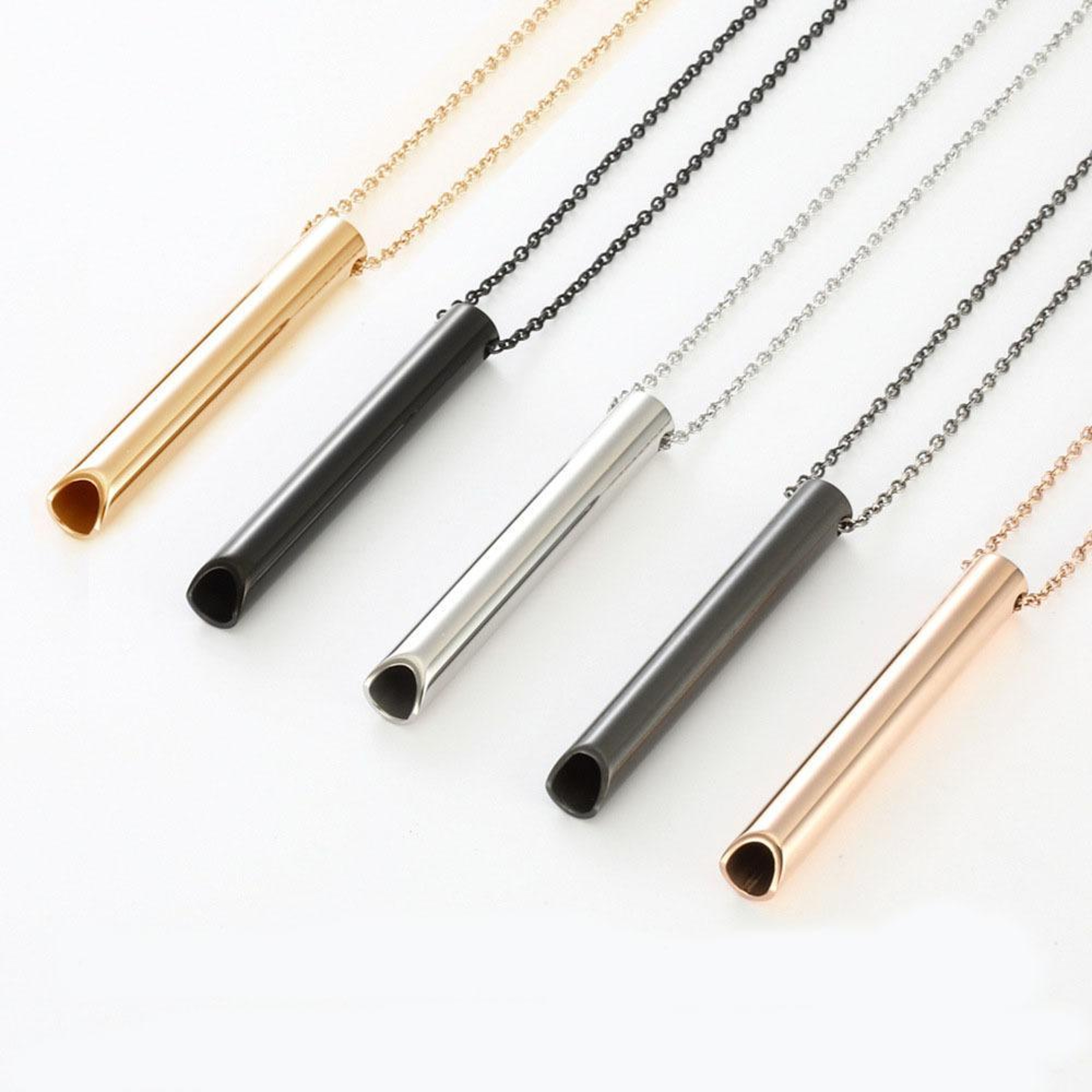 Personalised Stress Relief Whistle Necklace Stainless Steel Adjustable 0