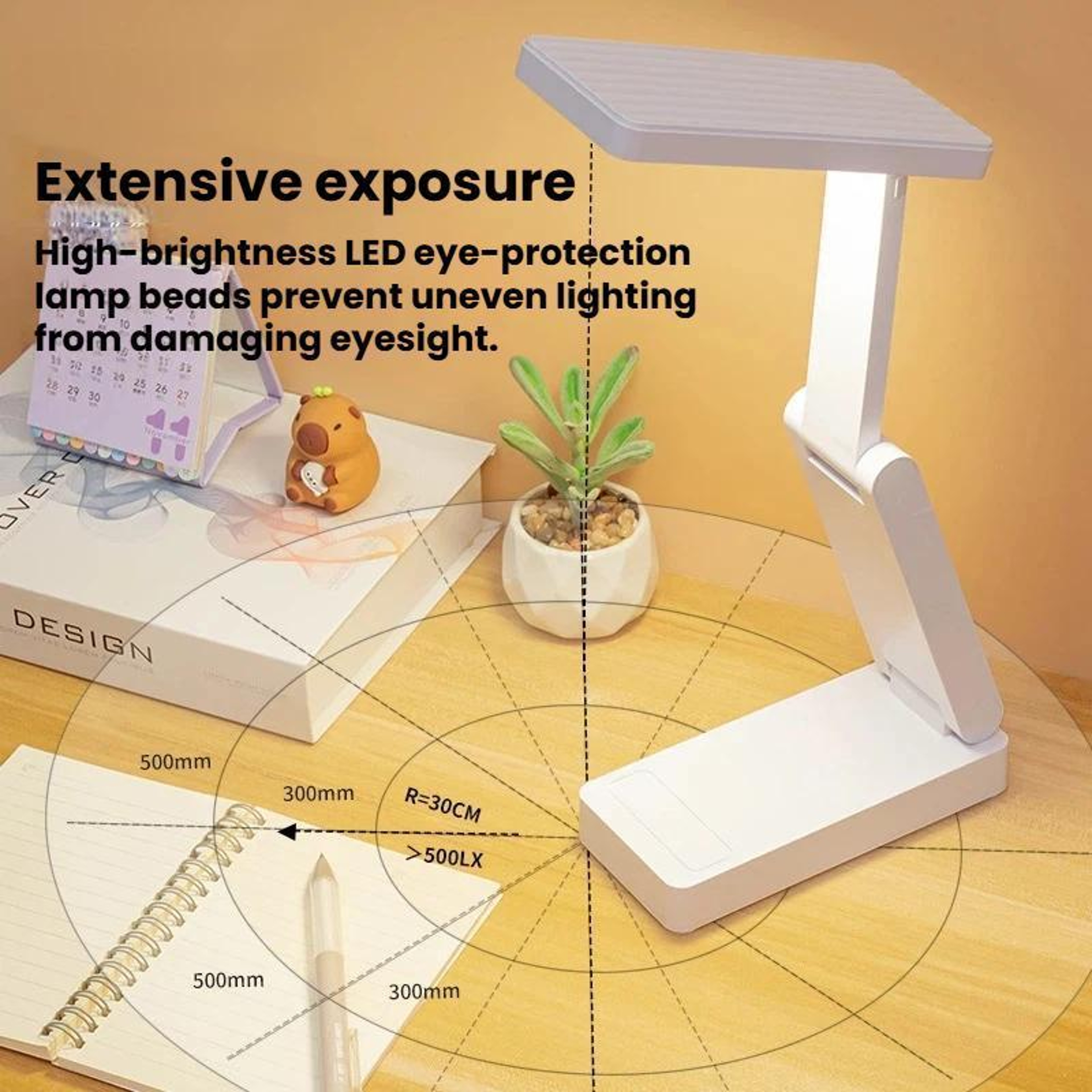 Premium Rechargeable Folding Desk Lamp With Eye Protection  Adjustable Brightness Portable USB Stud 1