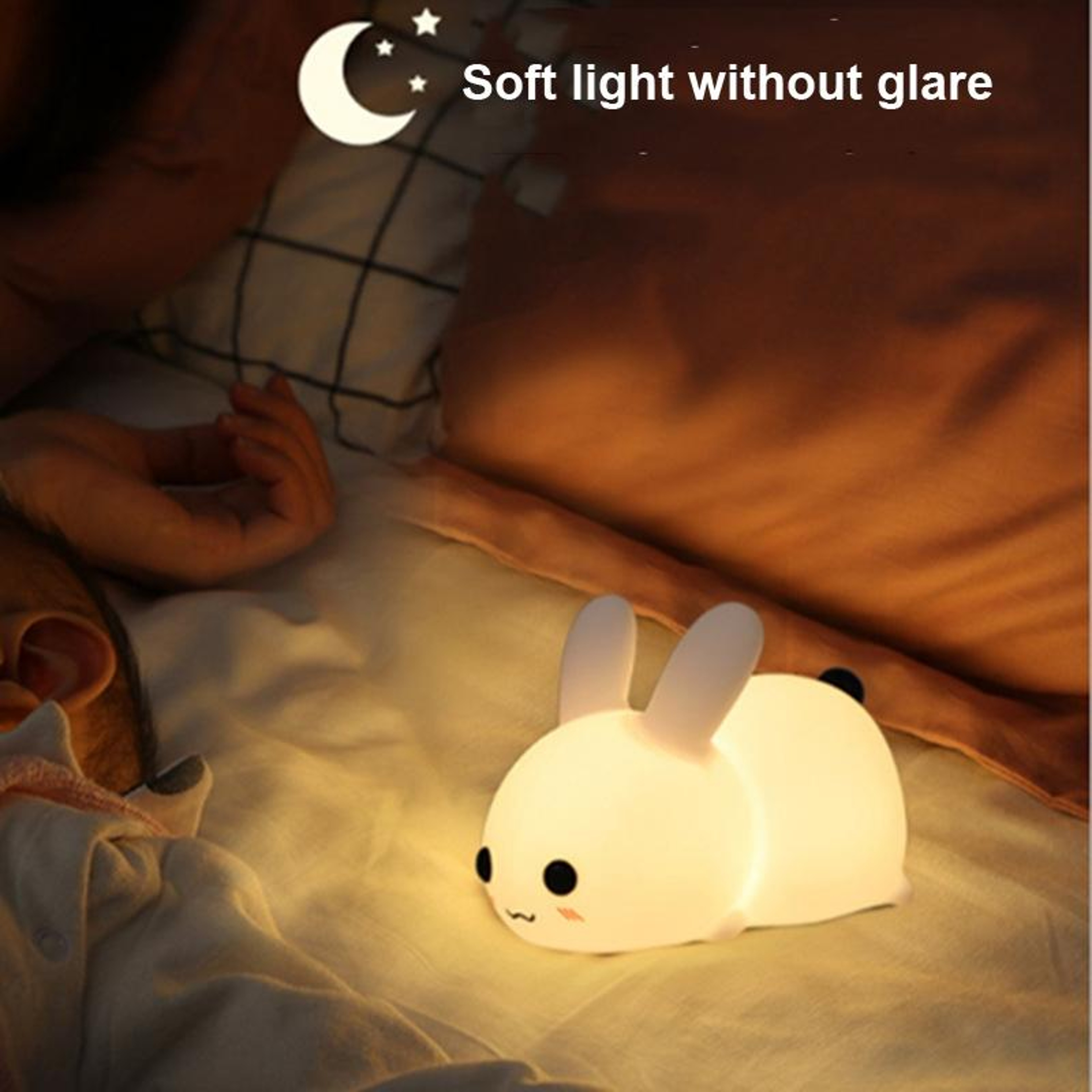 Soft Silicone Rabbit USB Rechargeable Night Light with Dual Tone LED – view 6
