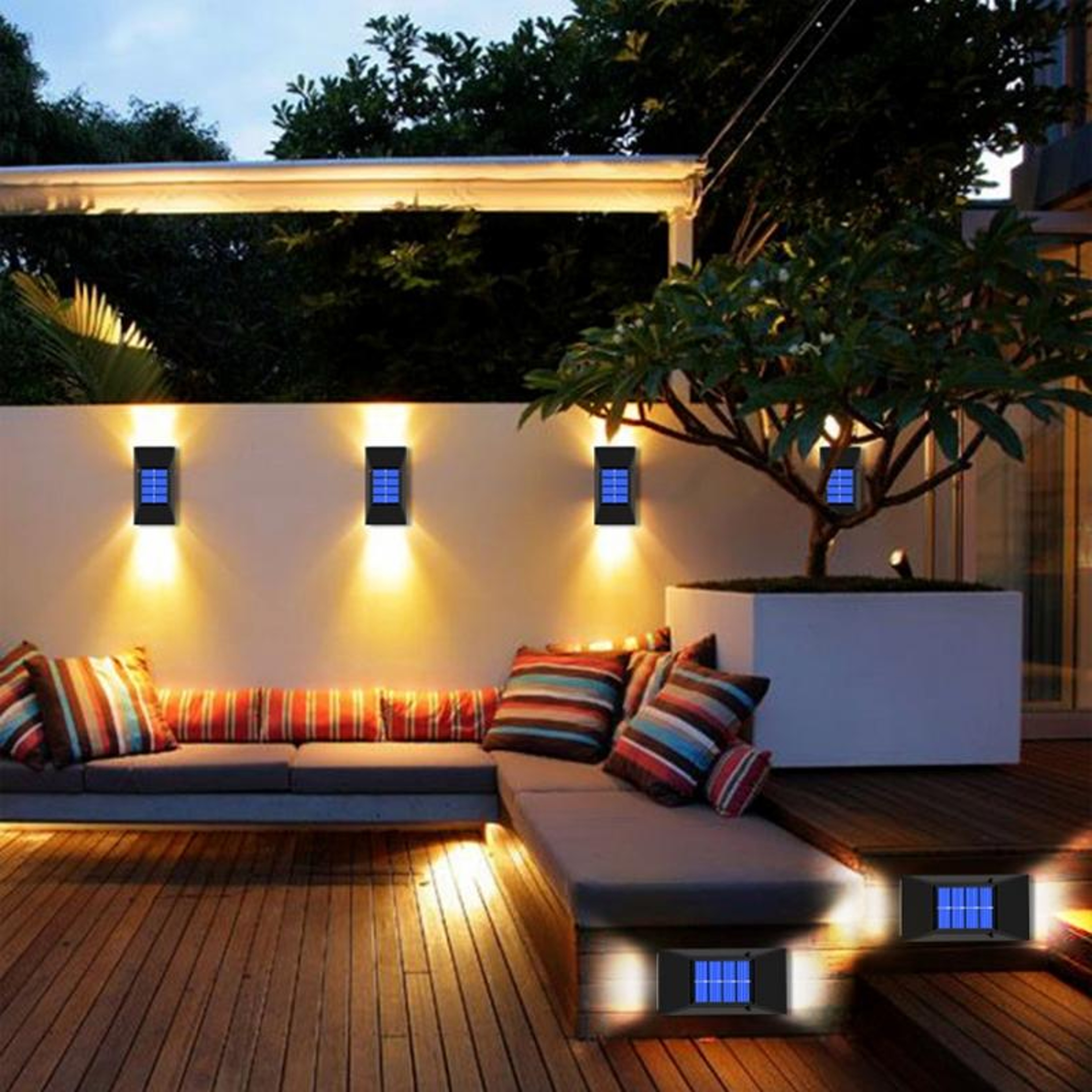 Solar Powered Outdoor Wall Light With 6 Warm LEDs Waterproof  Decorative 6