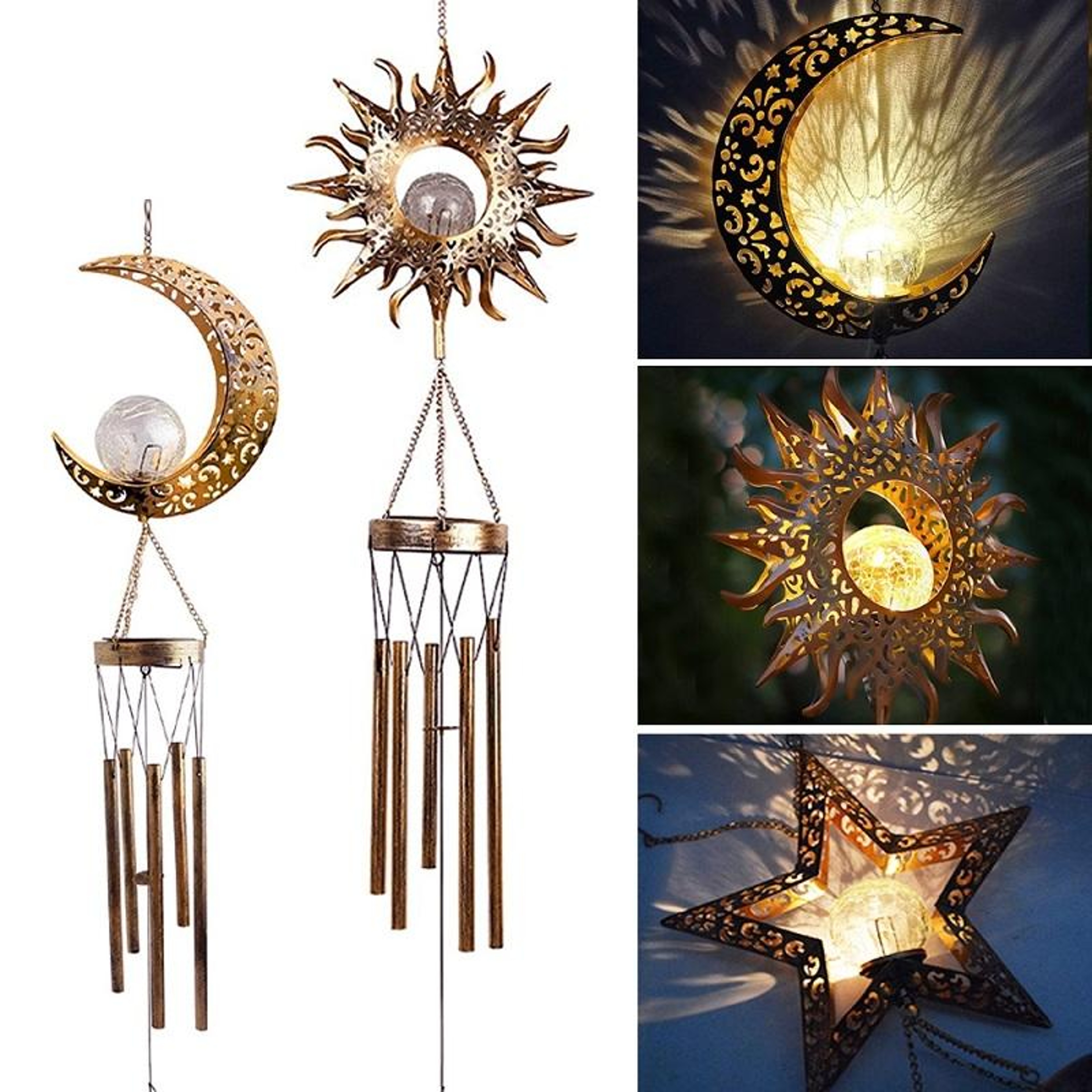 Solar Wind Chime Lamp Outdoor Decorative Outdoor Solar Hanging Light With LED Illumination  Weather 1